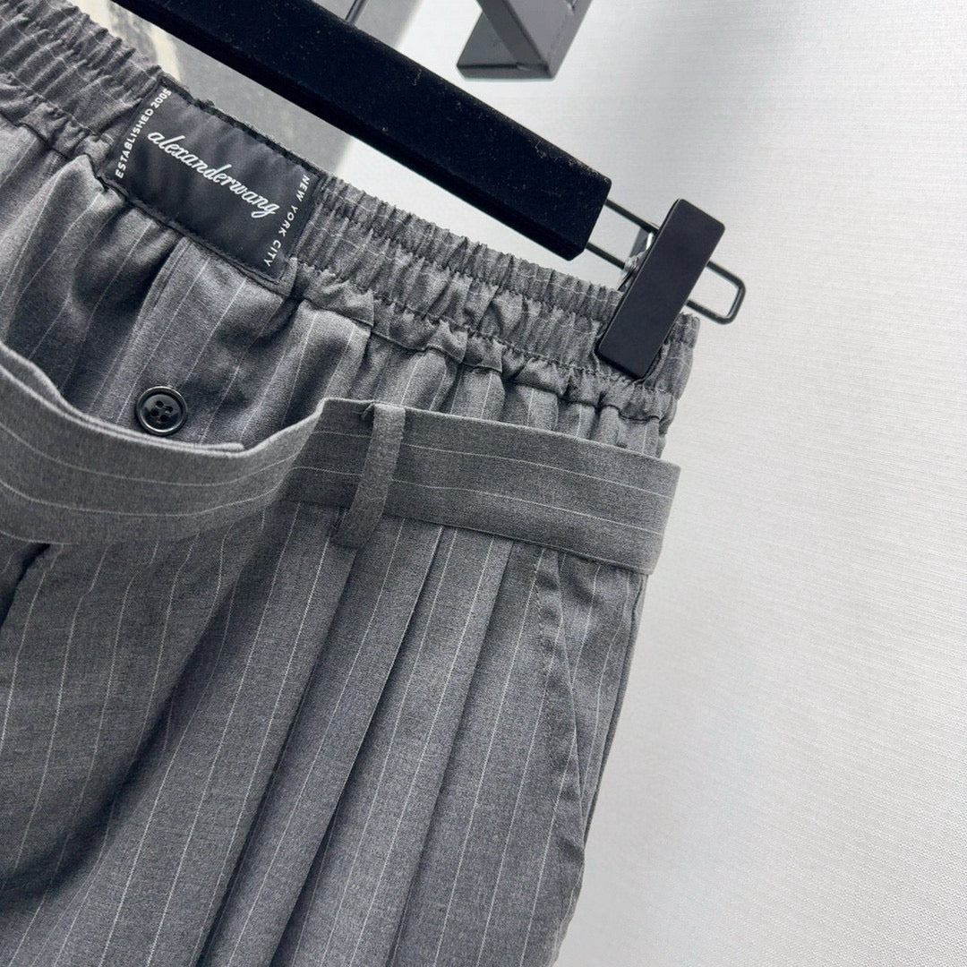 25 Early spring new arrival waist design workwear style pleated straight pants