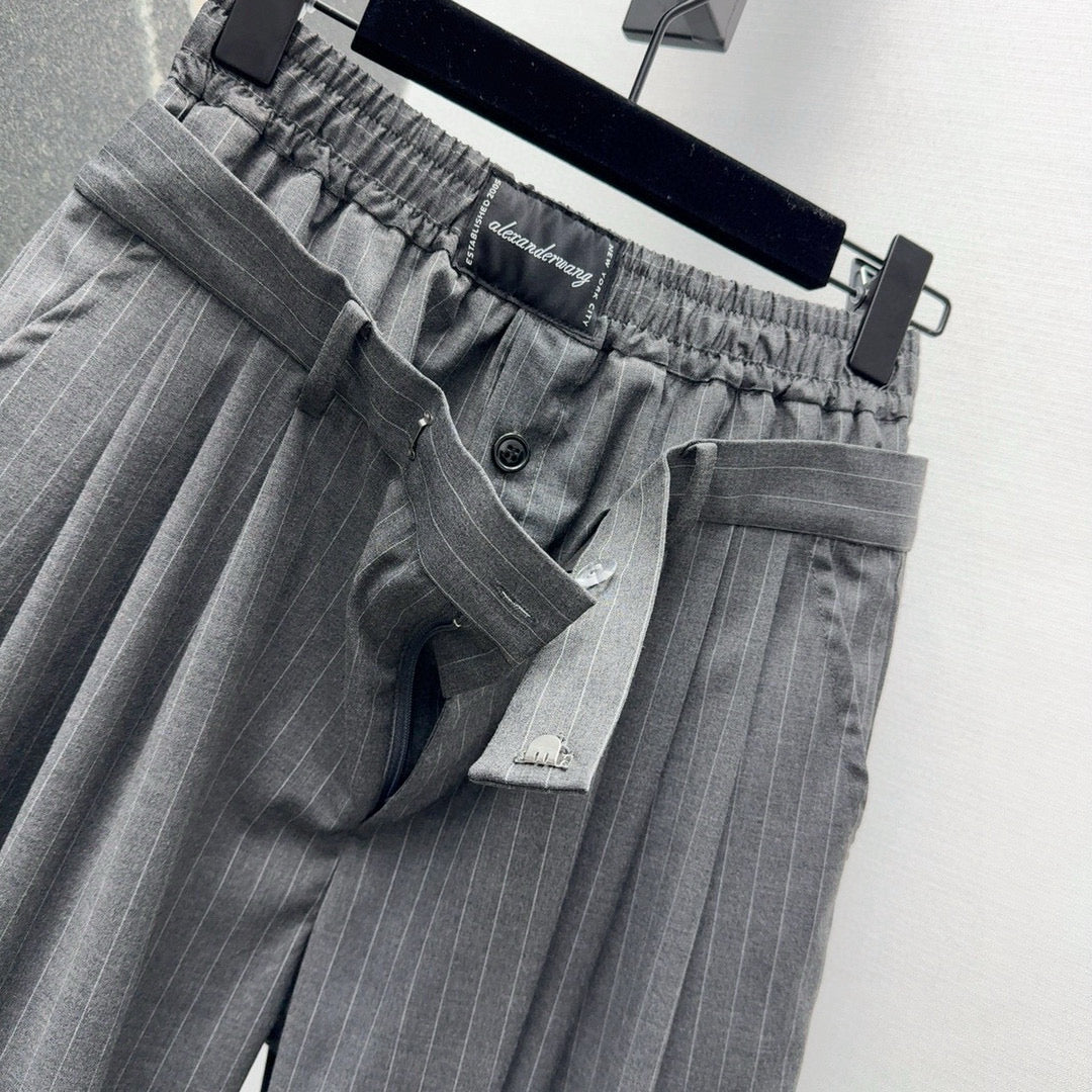 25 Early spring new arrival waist design workwear style pleated straight pants
