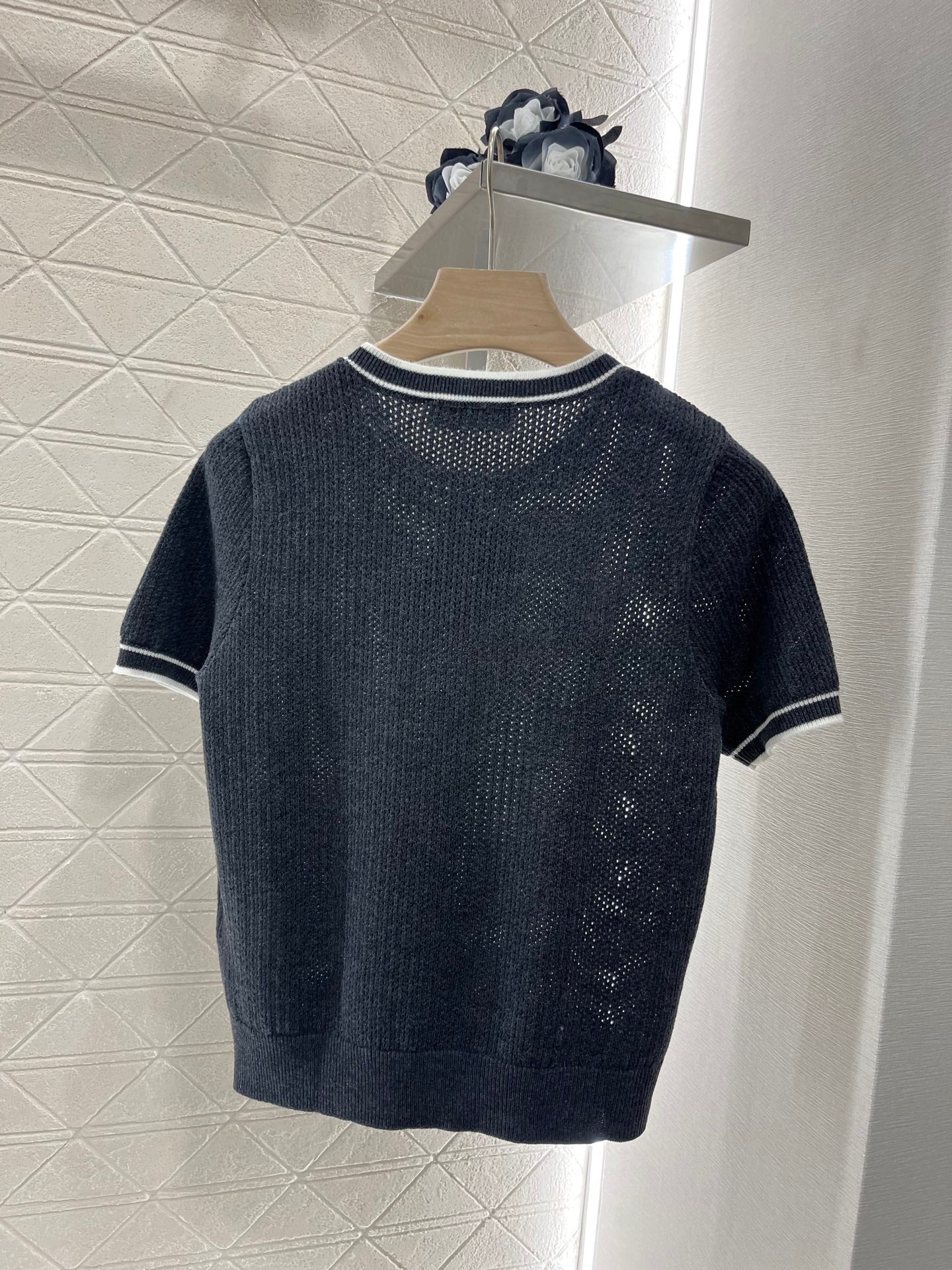 25ss Striped collar knit short sleeves