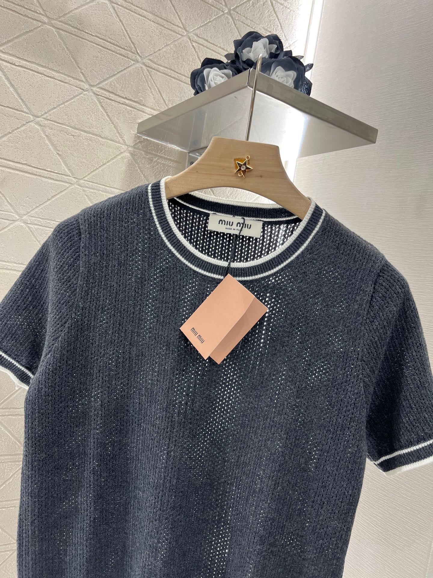 25ss Striped collar knit short sleeves