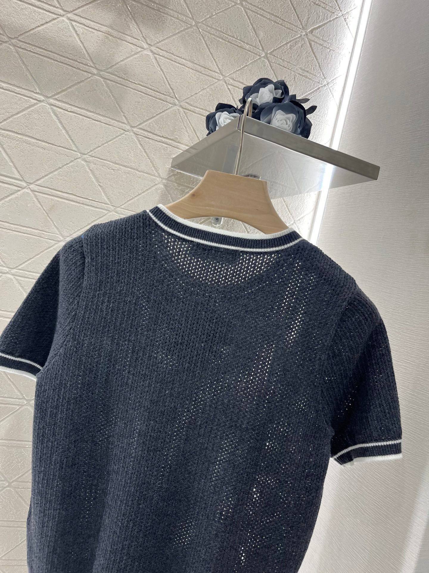 25ss Striped collar knit short sleeves