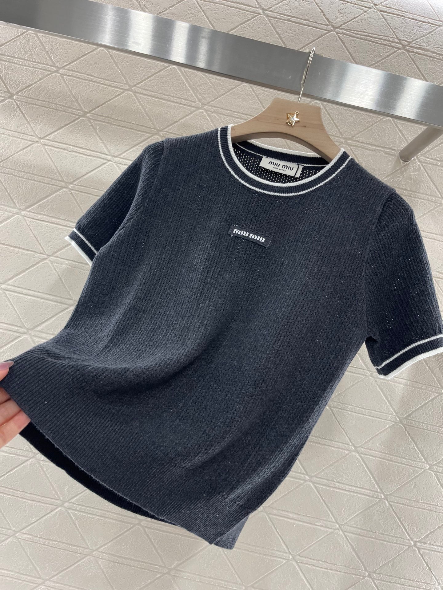 25ss Striped collar knit short sleeves