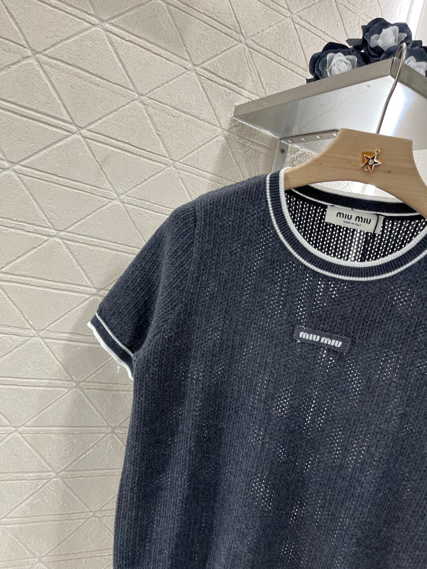25ss Striped collar knit short sleeves
