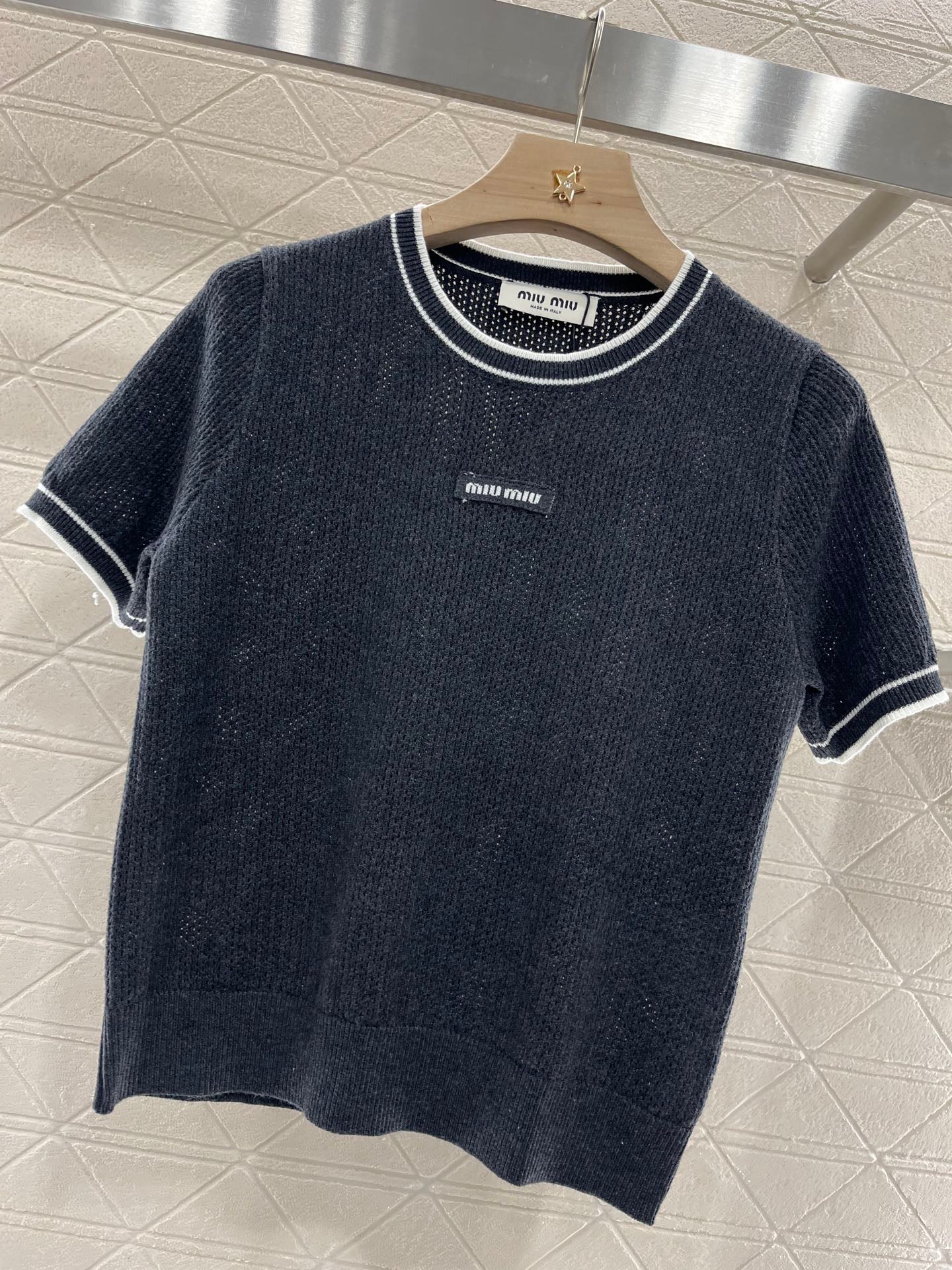 25ss Striped collar knit short sleeves