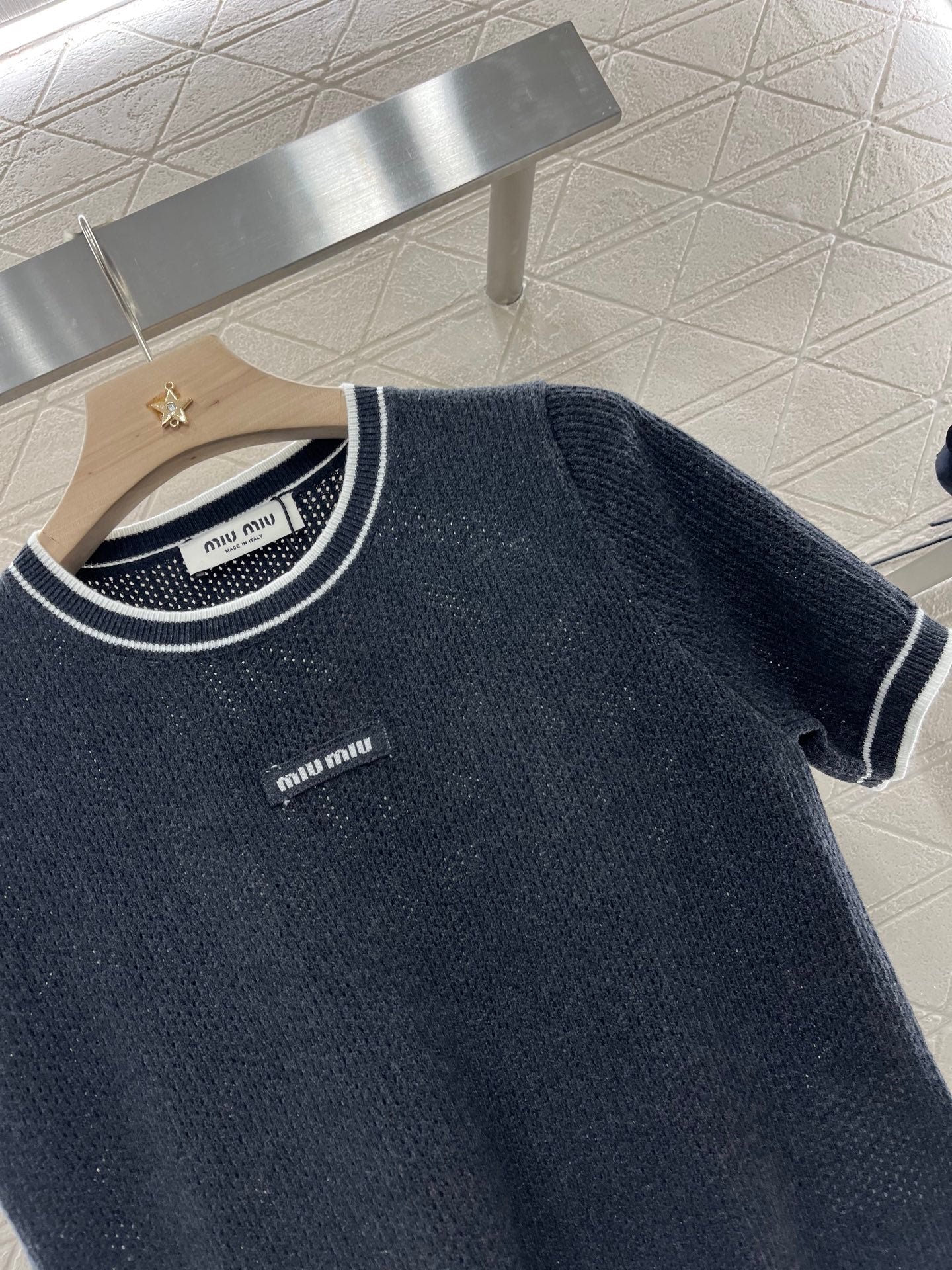 25ss Striped collar knit short sleeves