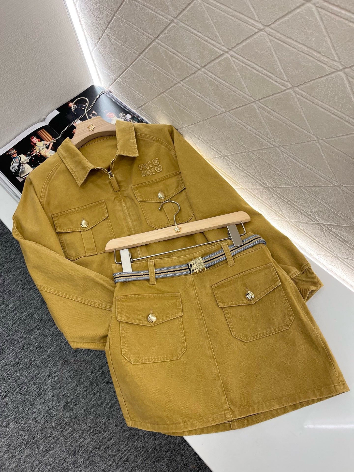 25ss Lapel denim jacket + same style skirt