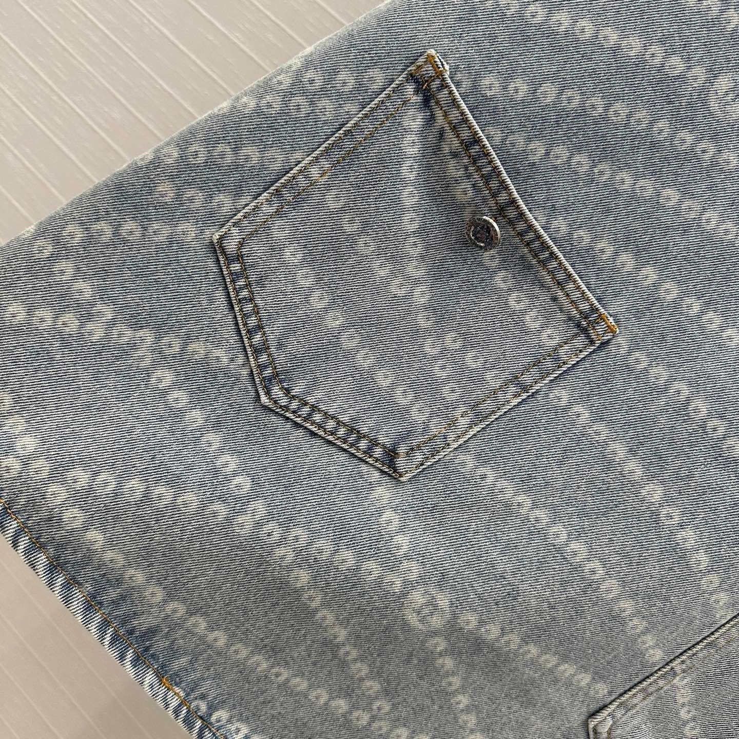 25ss Chain Print Vintage Washed Blue Denim Vest Dress