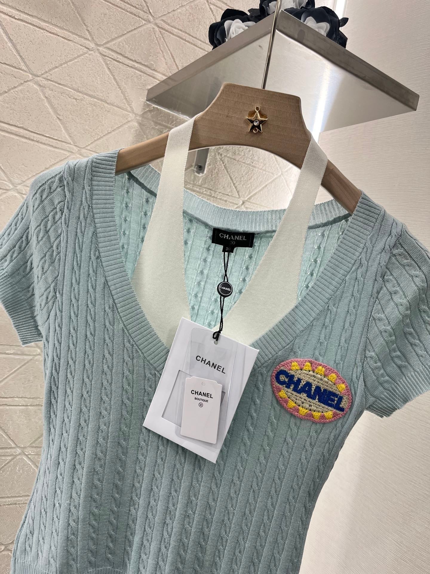 25ss Halter neck panelled knit top