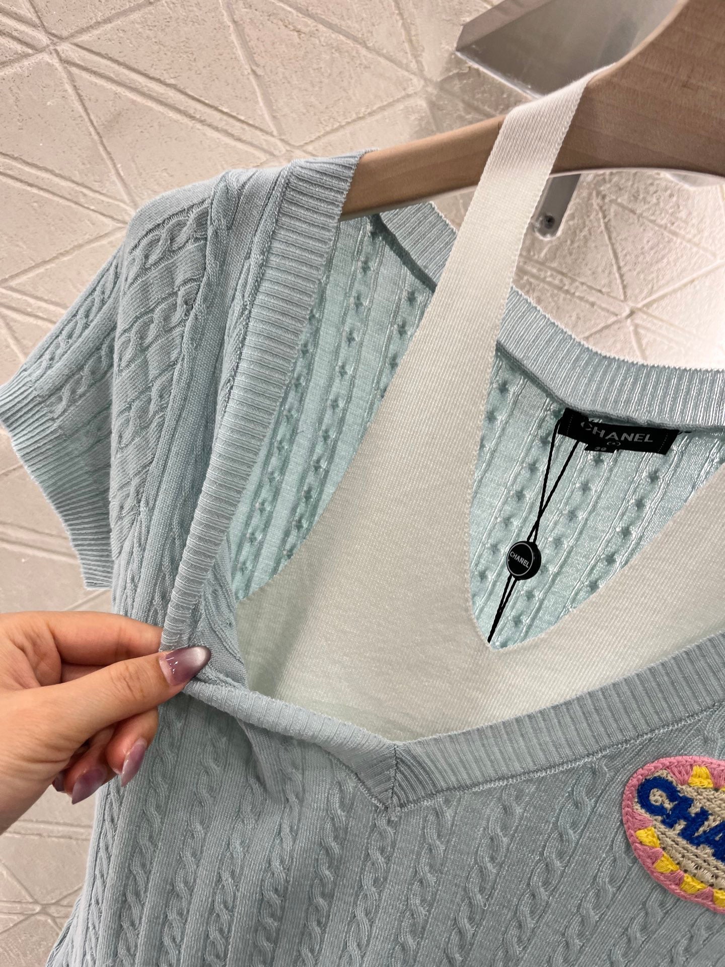 25ss Halter neck panelled knit top