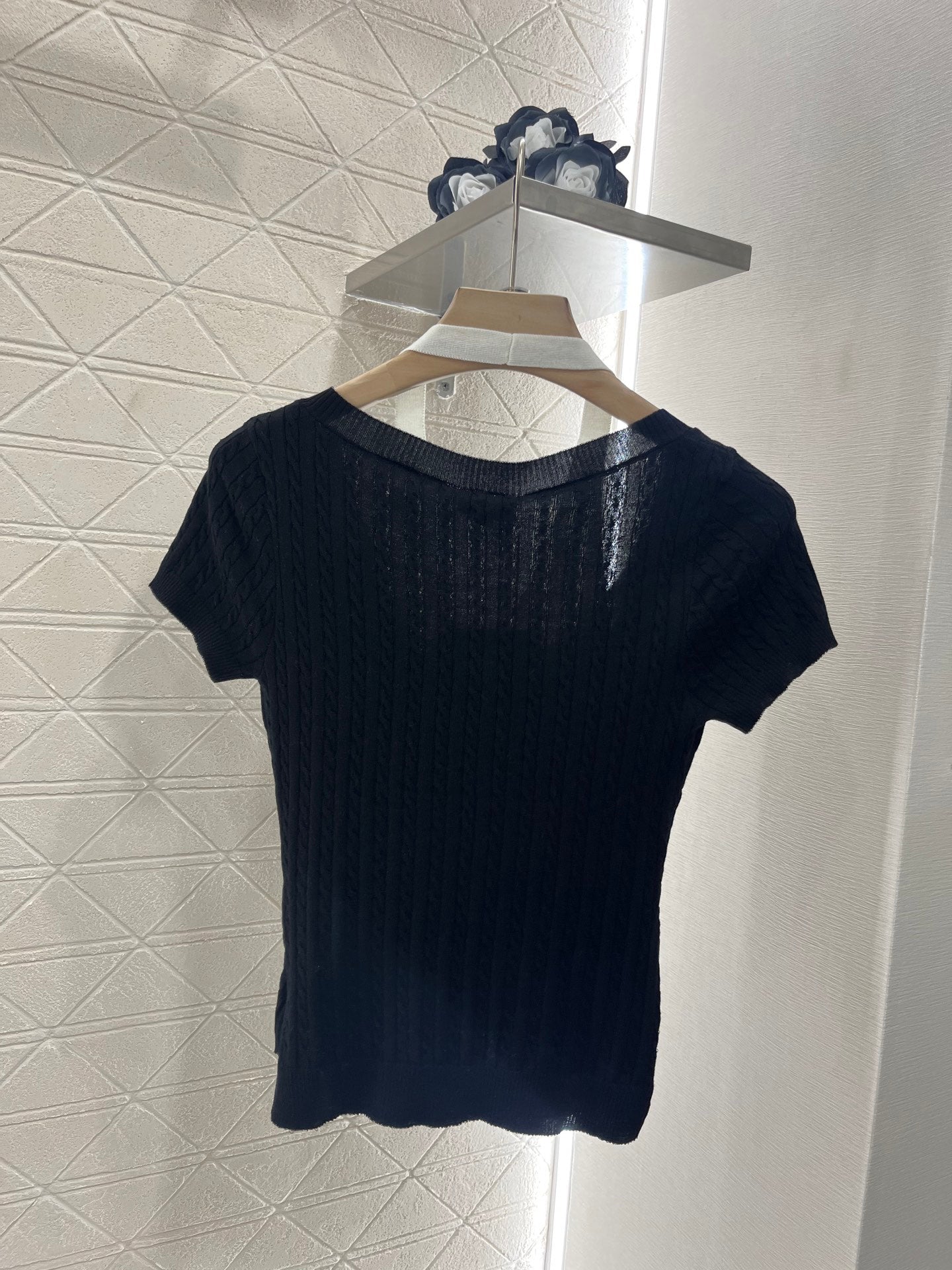 25ss Halter neck panelled knit top
