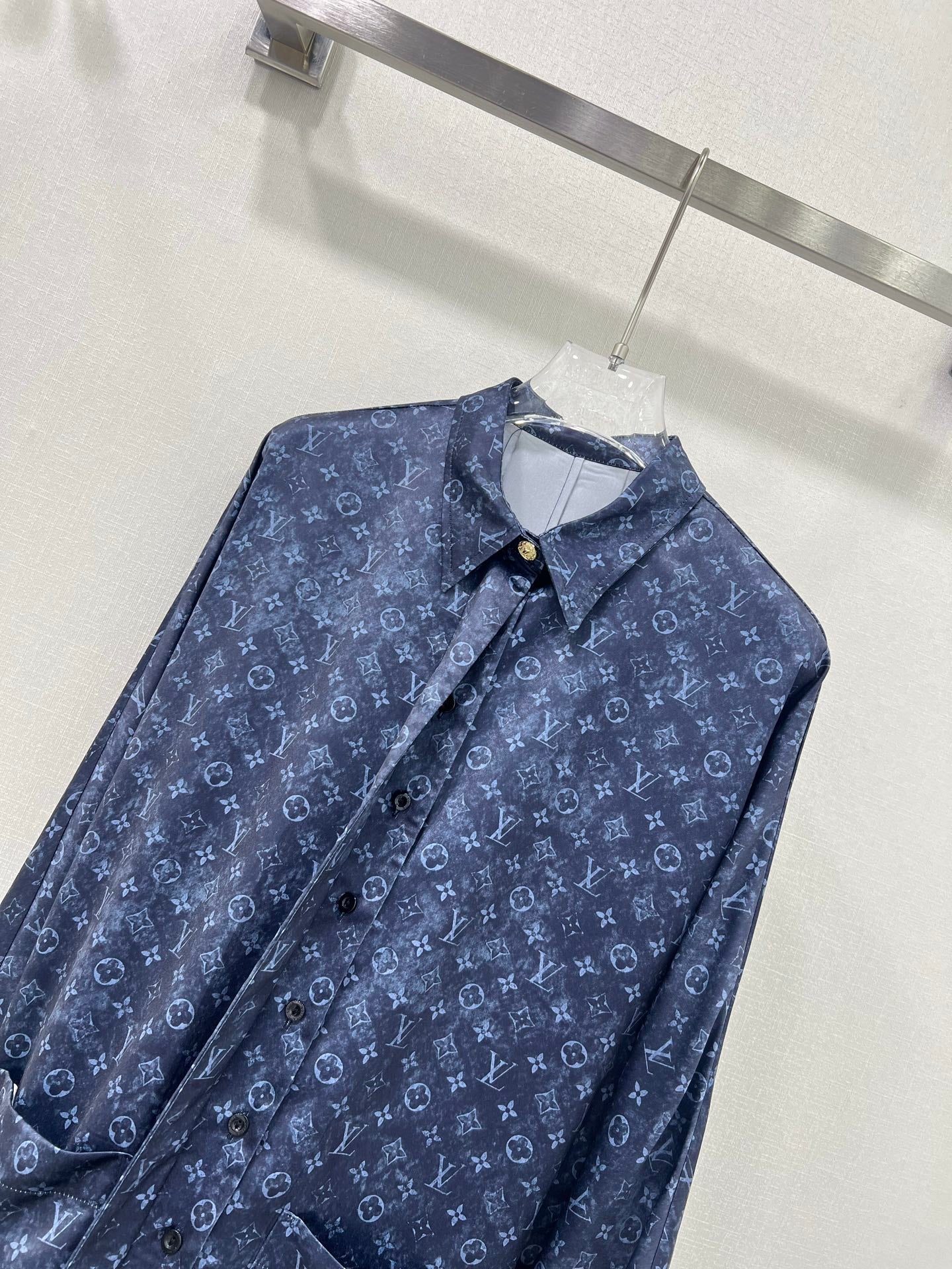 25 new classic logo monogram lapel loose shirt dress