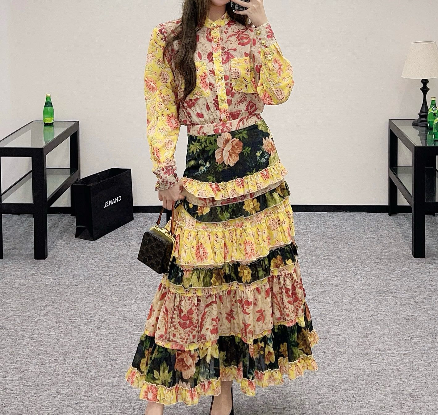 25SS new product lace floral shirt
