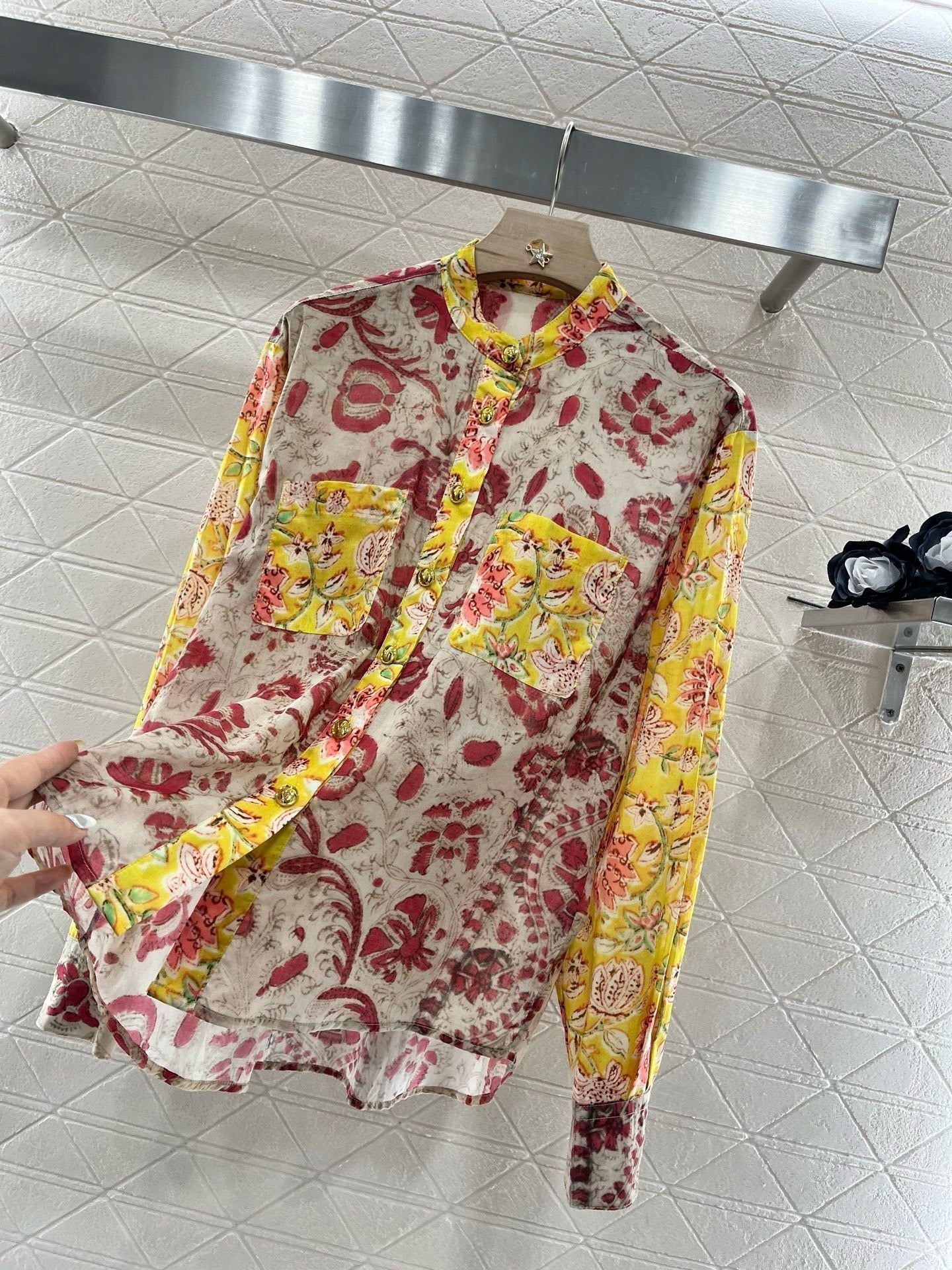 25SS new product lace floral shirt