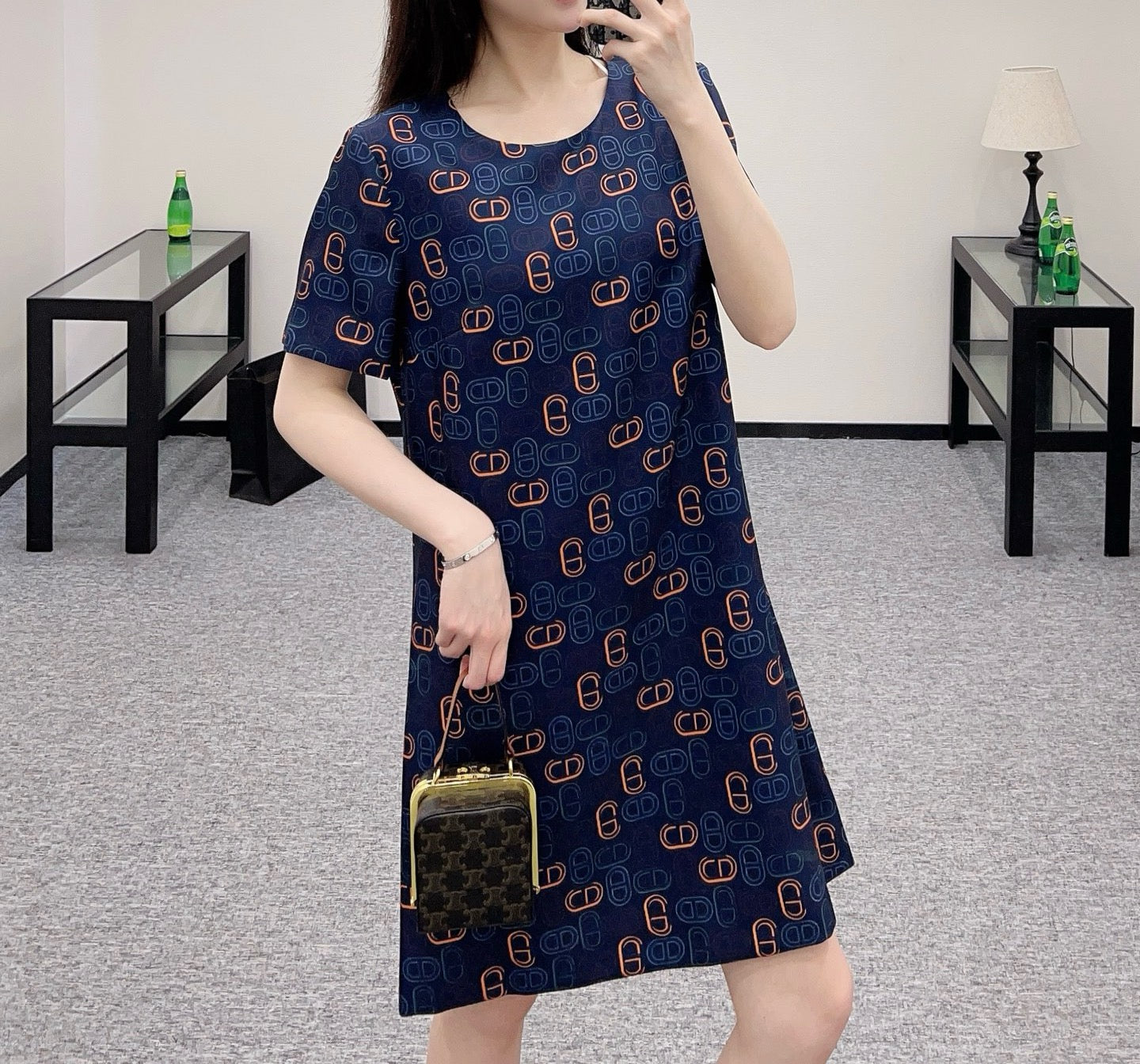 25SS new round neck short sleeve dress