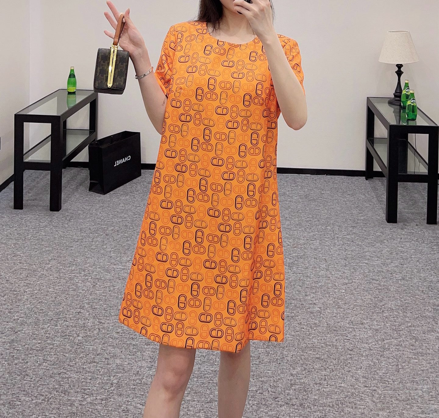25SS new round neck short sleeve dress