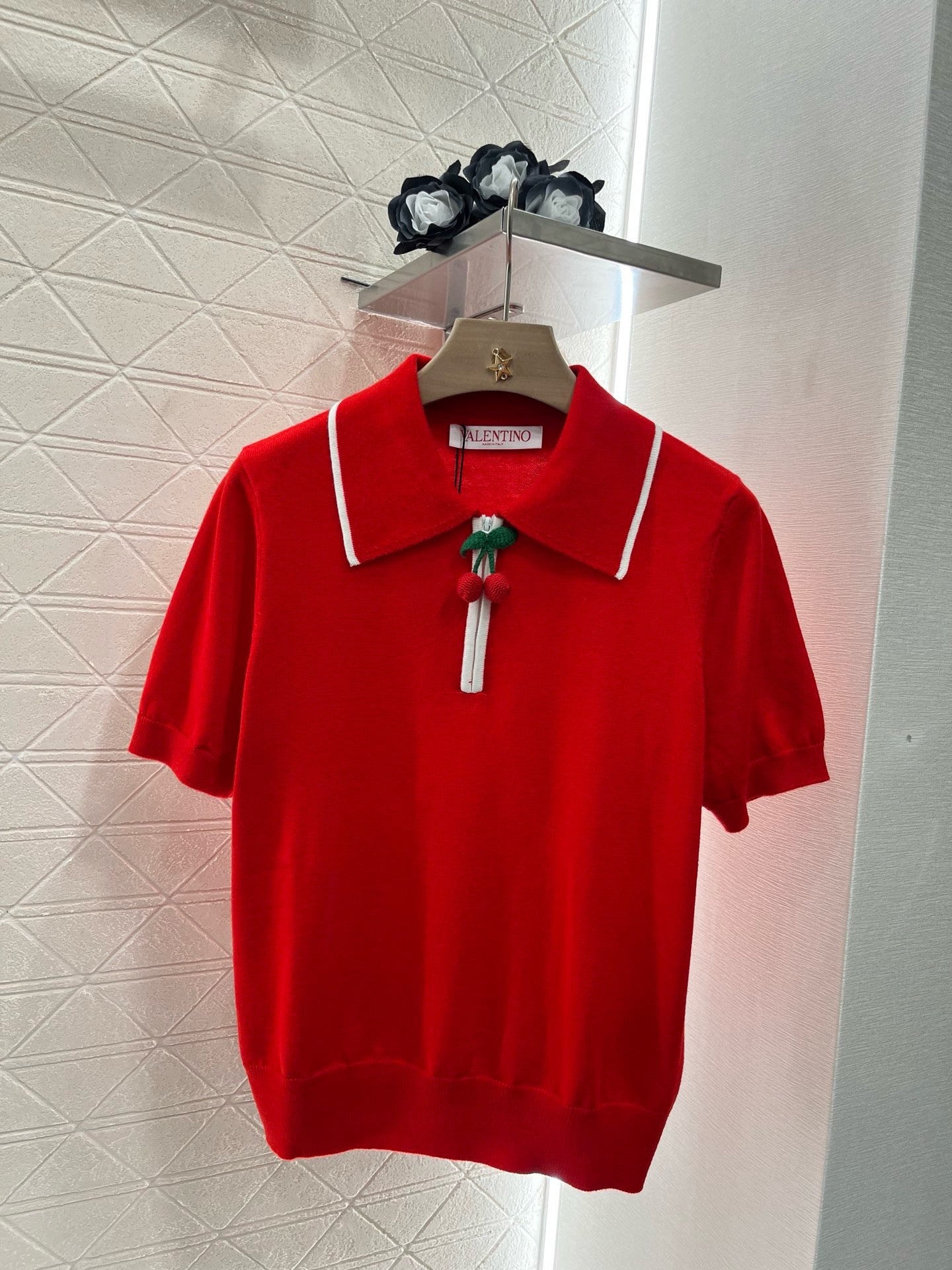 25ss New arrival Lapel polo cherry short sleeve