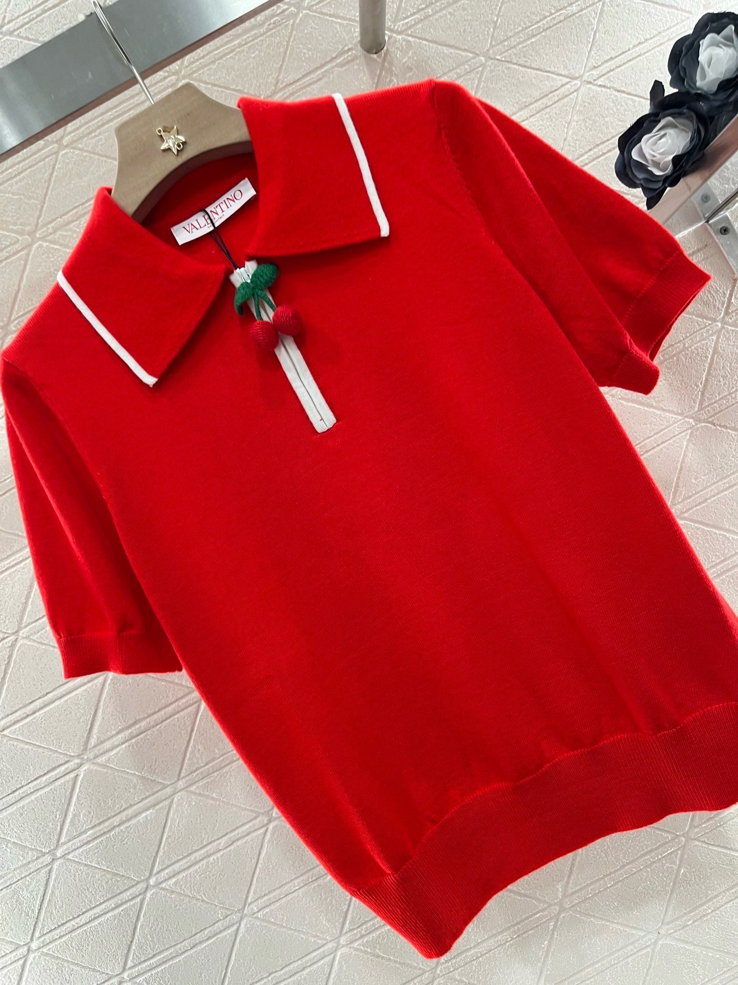 25ss New arrival Lapel polo cherry short sleeve