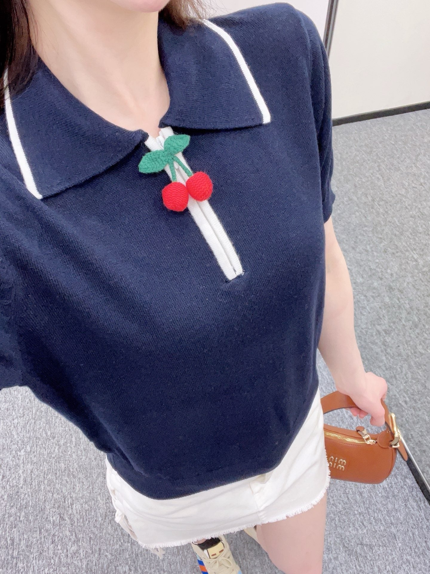 25ss New arrival Lapel polo cherry short sleeve