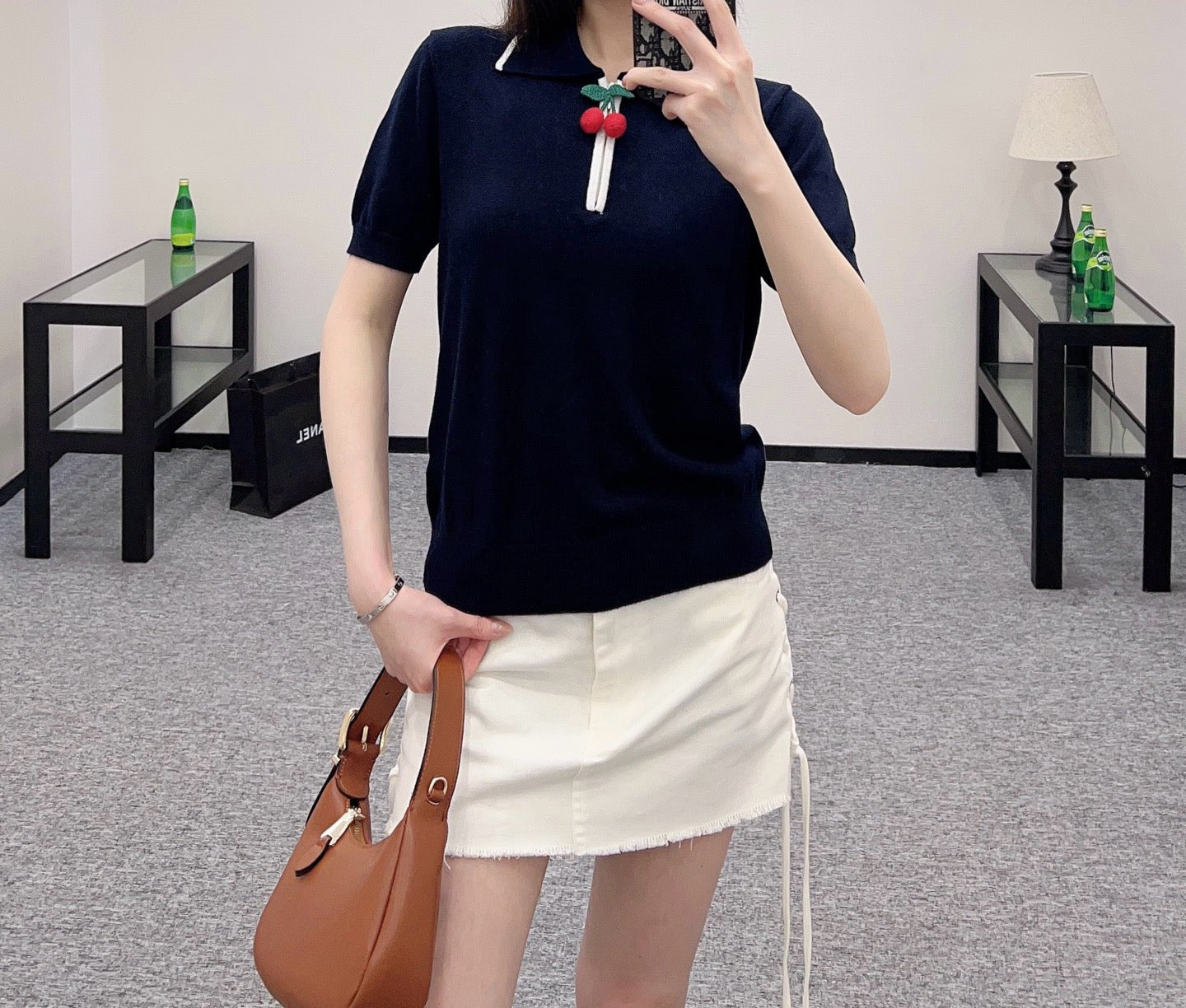 25ss New arrival Lapel polo cherry short sleeve