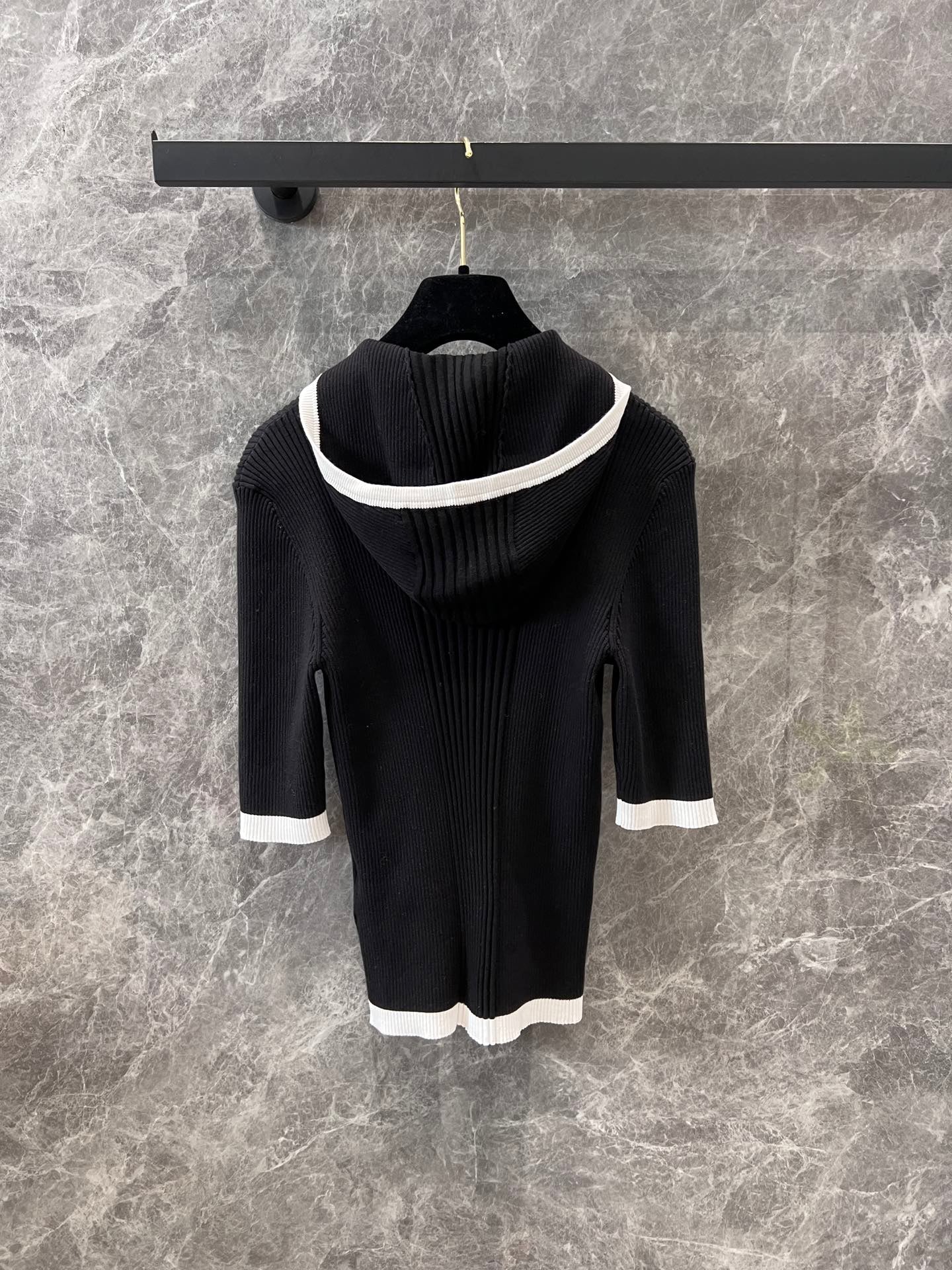 Hooded Crochet Elbow Sleeve Knit Top