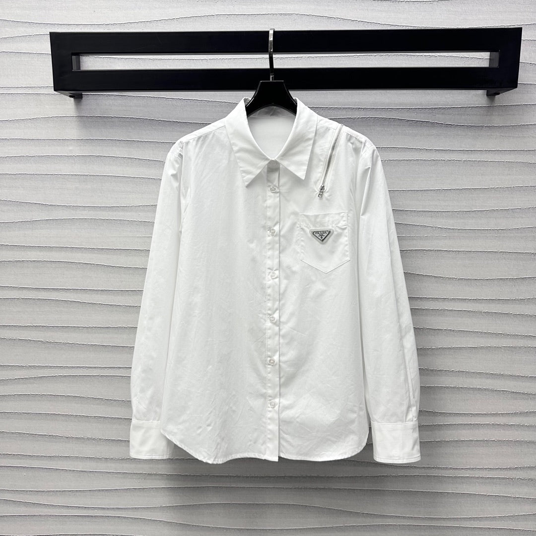 P 25Lapels Zippers Shirts