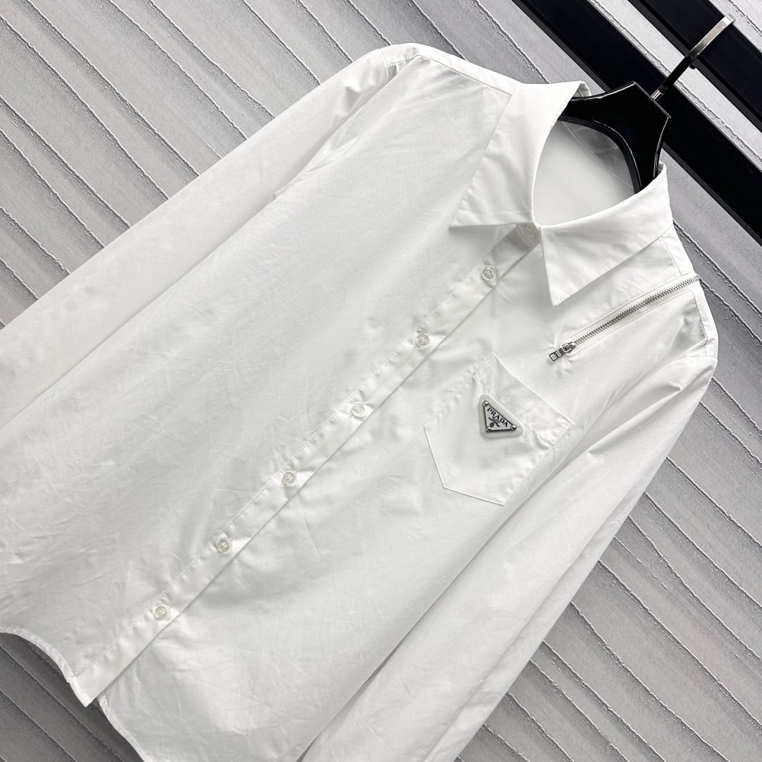 P 25Lapels Zippers Shirts