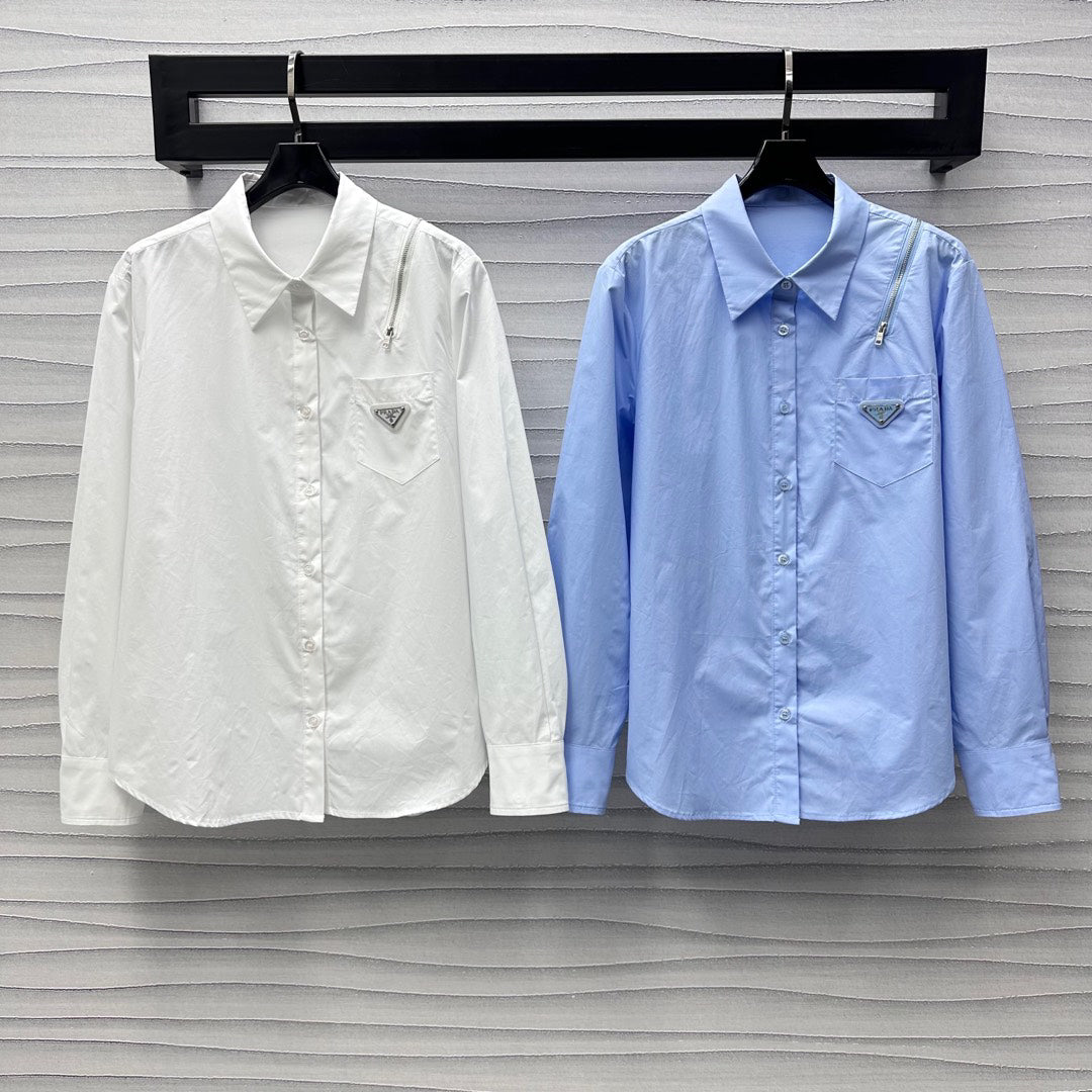 P 25Lapels Zippers Shirts