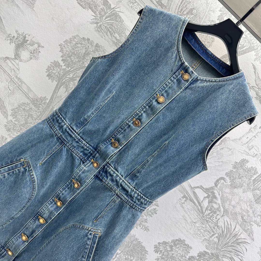 25 New Arrivals Letter Embroidered Denim Vest Dress