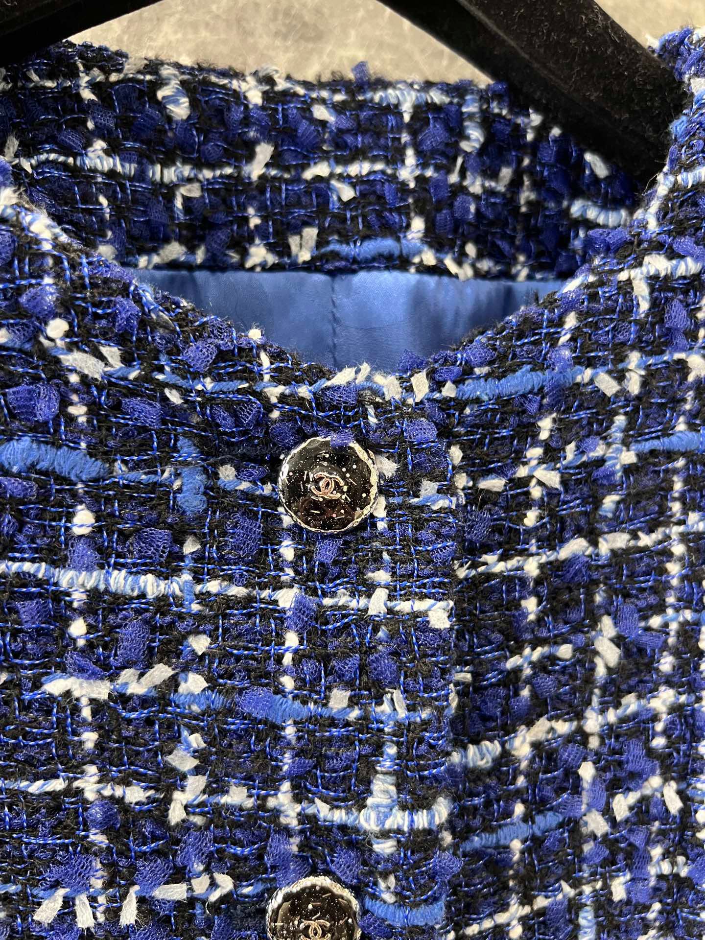 25 Spring/Summer New Style Streamer Blue Tweed Jacket