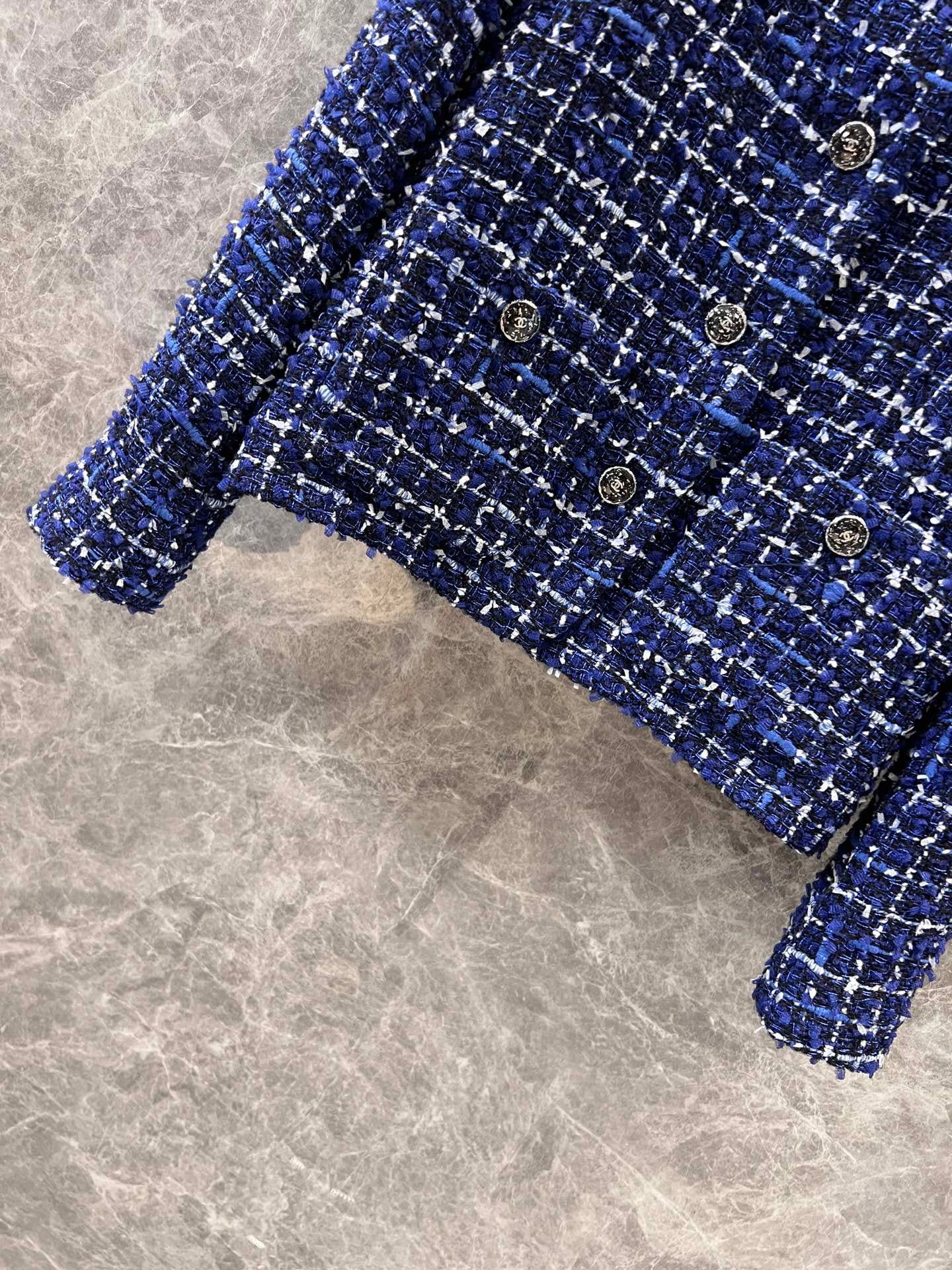 25 Spring/Summer New Style Streamer Blue Tweed Jacket