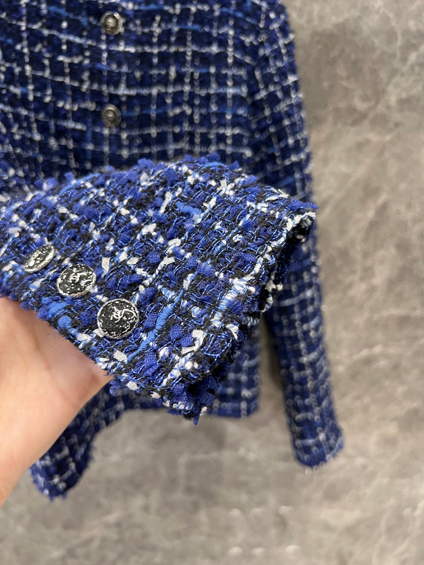 25 Spring/Summer New Style Streamer Blue Tweed Jacket