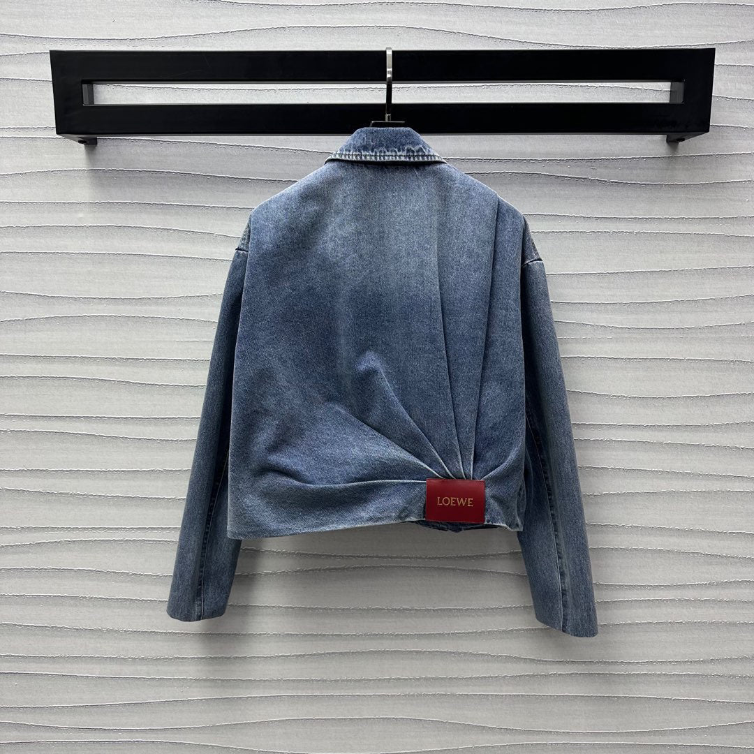 25 Leather Label Frayed Denim Jacket