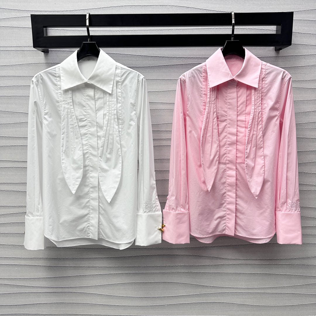 25ss New Arrivals Lace-up Accordion Shirt