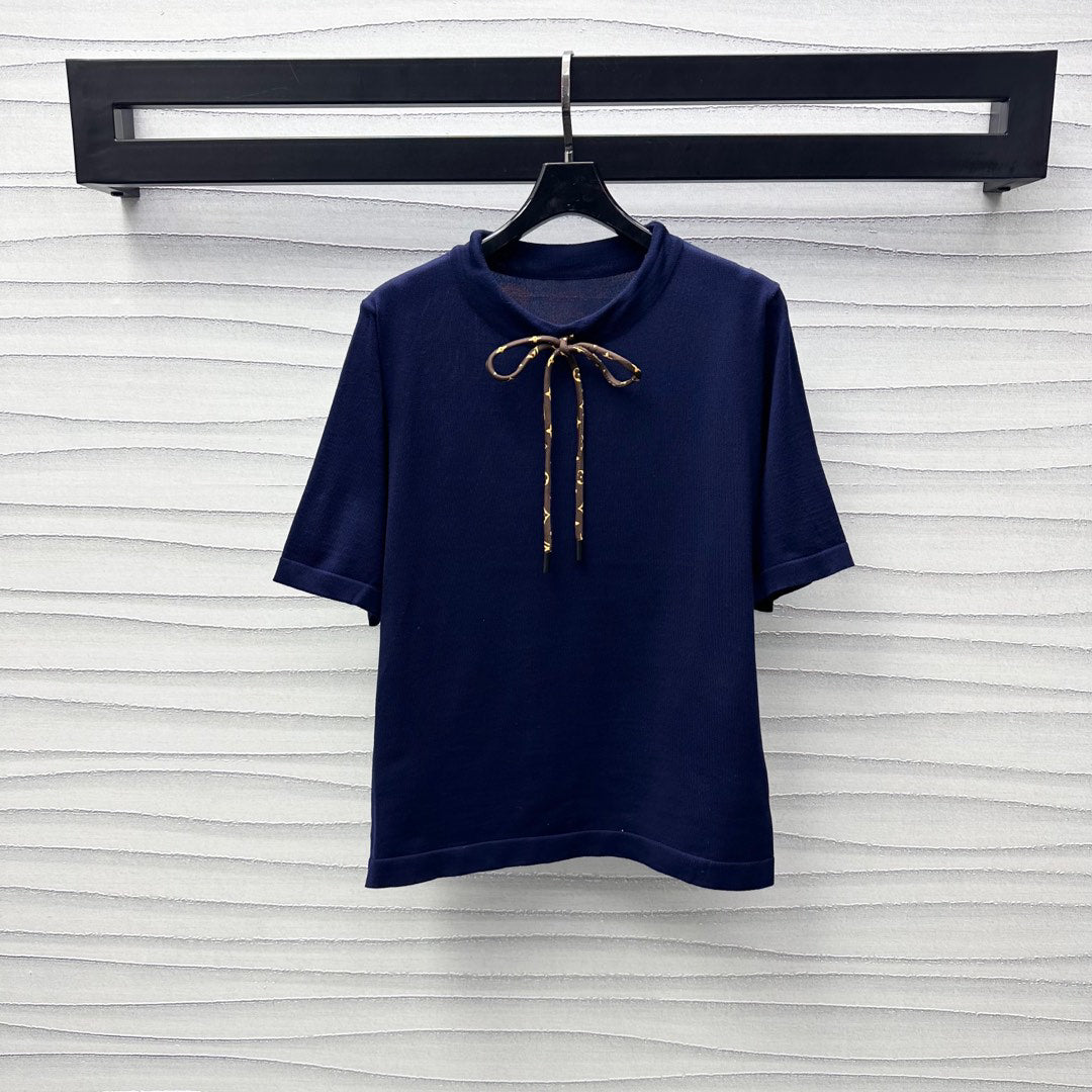 2025 New Arrivals Knitted Round Neck Short Sleeves + Same Style Wide Leg Pants