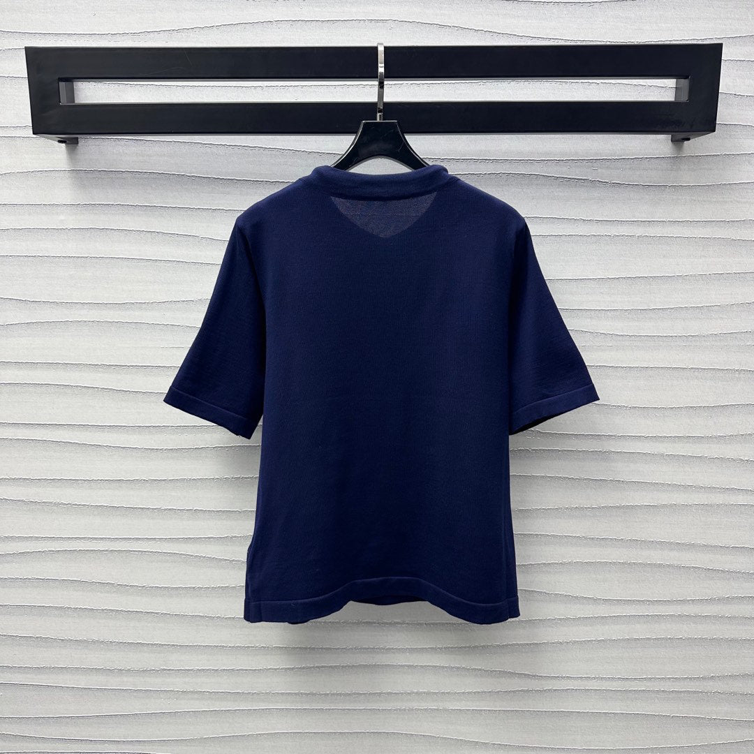 2025 New Arrivals Knitted Round Neck Short Sleeves + Same Style Wide Leg Pants