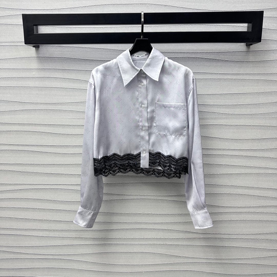 2025 New Lace Print Lapel ➕ Drawstring Straight Pants