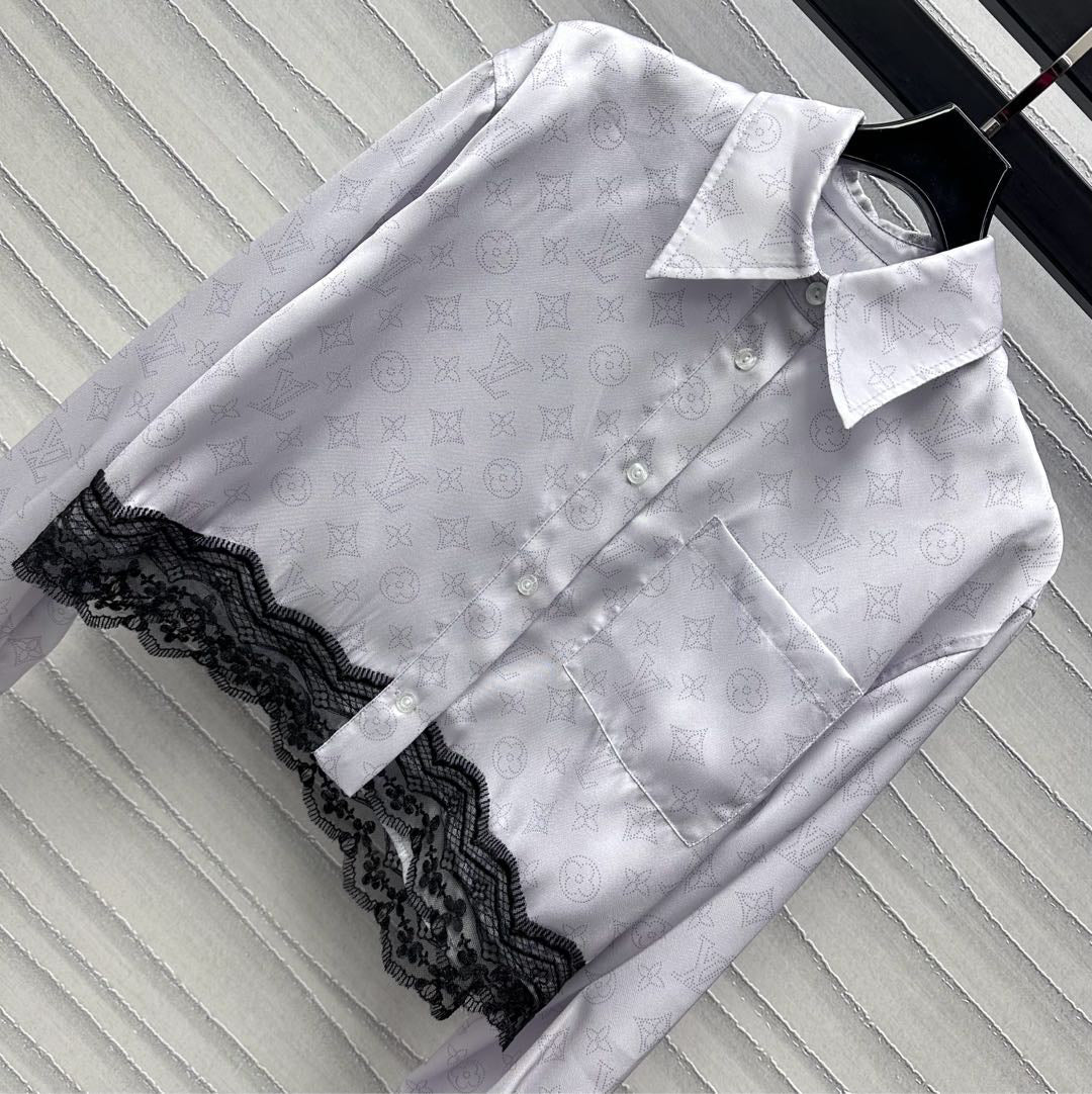 2025 New Lace Print Lapel ➕ Drawstring Straight Pants