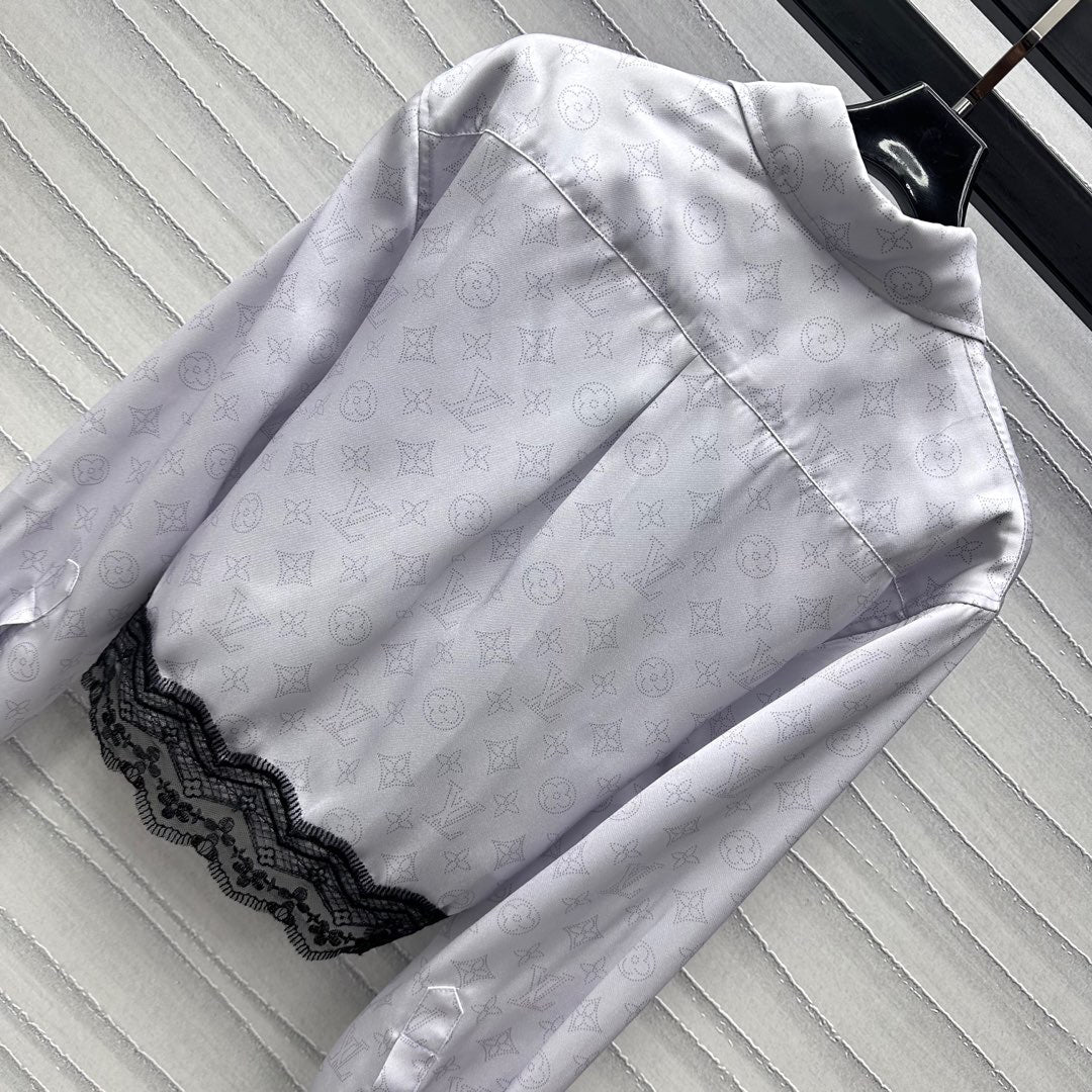 2025 New Lace Print Lapel ➕ Drawstring Straight Pants