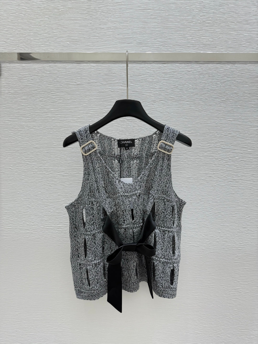 25ss Bow hollow knitted vest