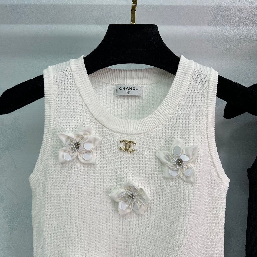 25ss 3D camellia embellishment vest