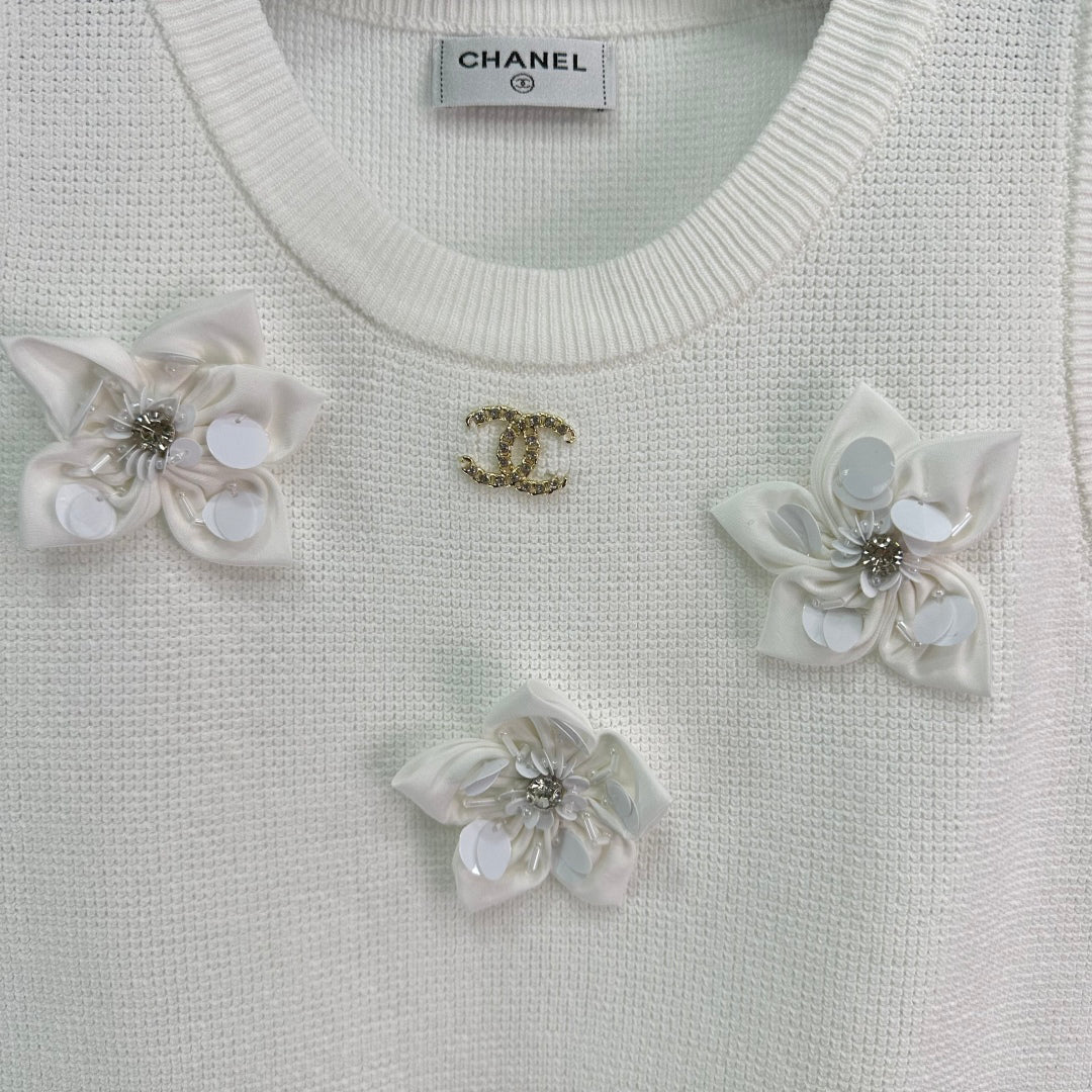 25ss 3D camellia embellishment vest