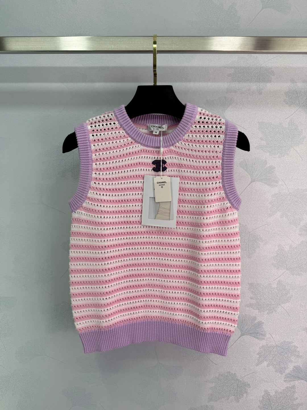 25ss Hollow striped knitted vest