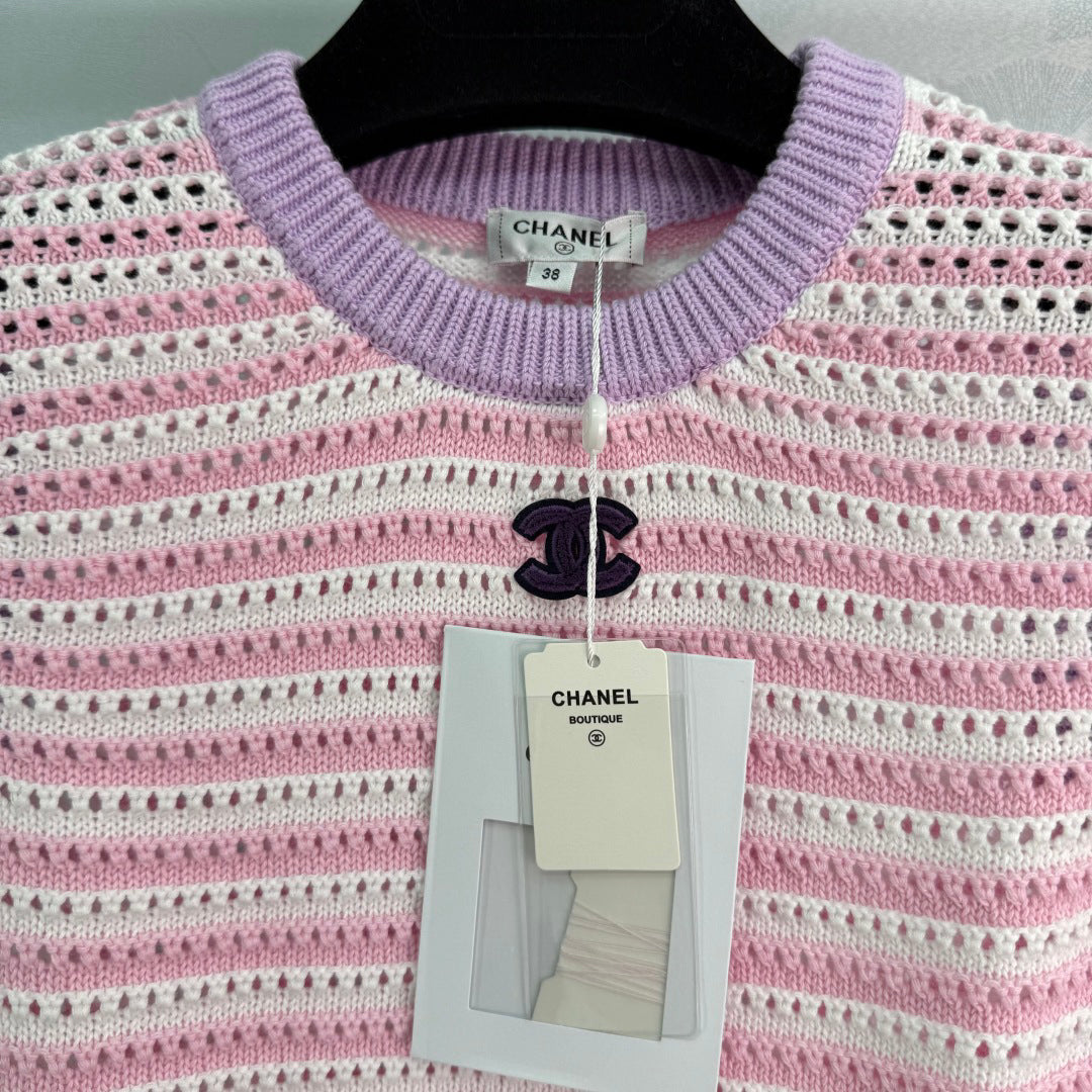 25ss Hollow striped knitted vest