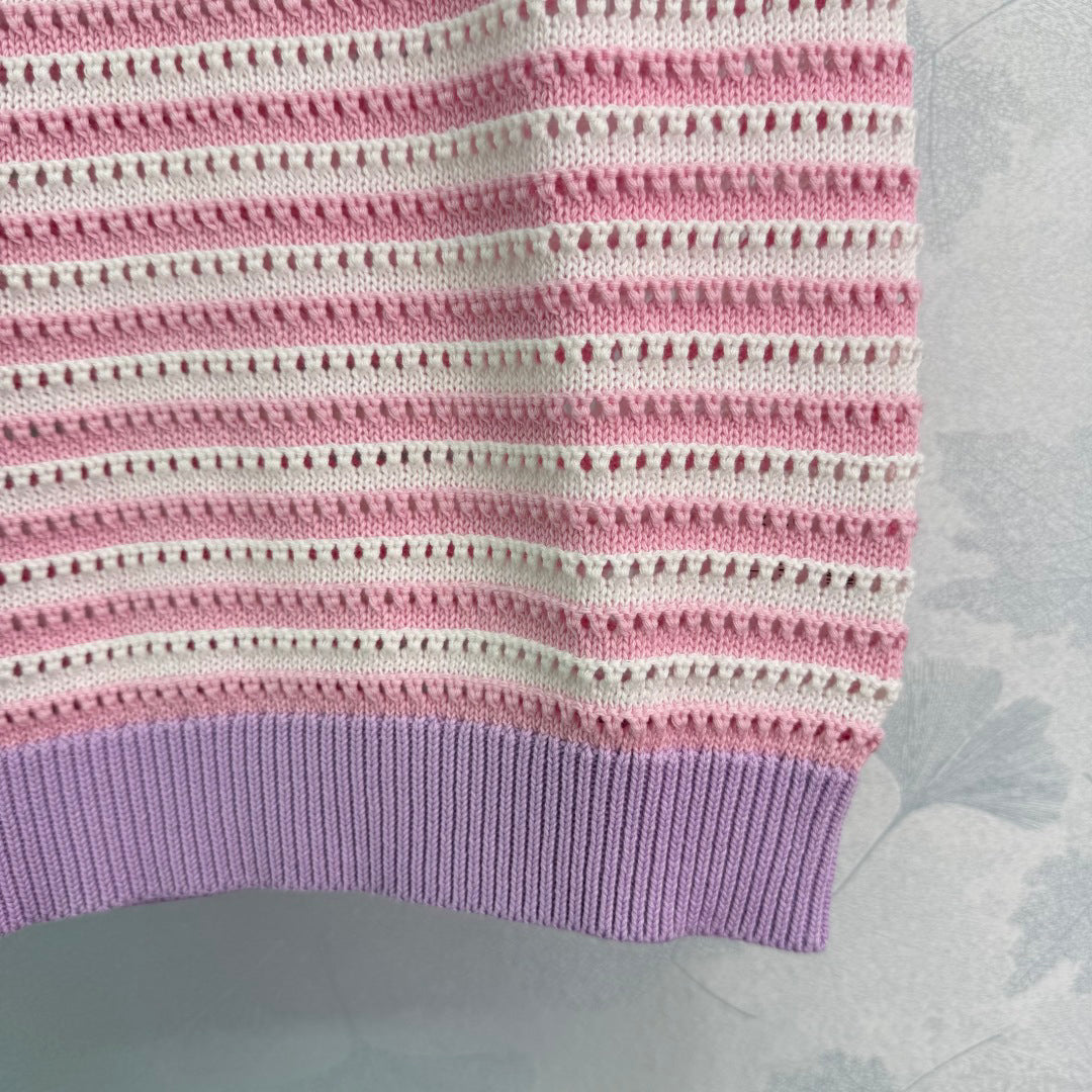 25ss Hollow striped knitted vest