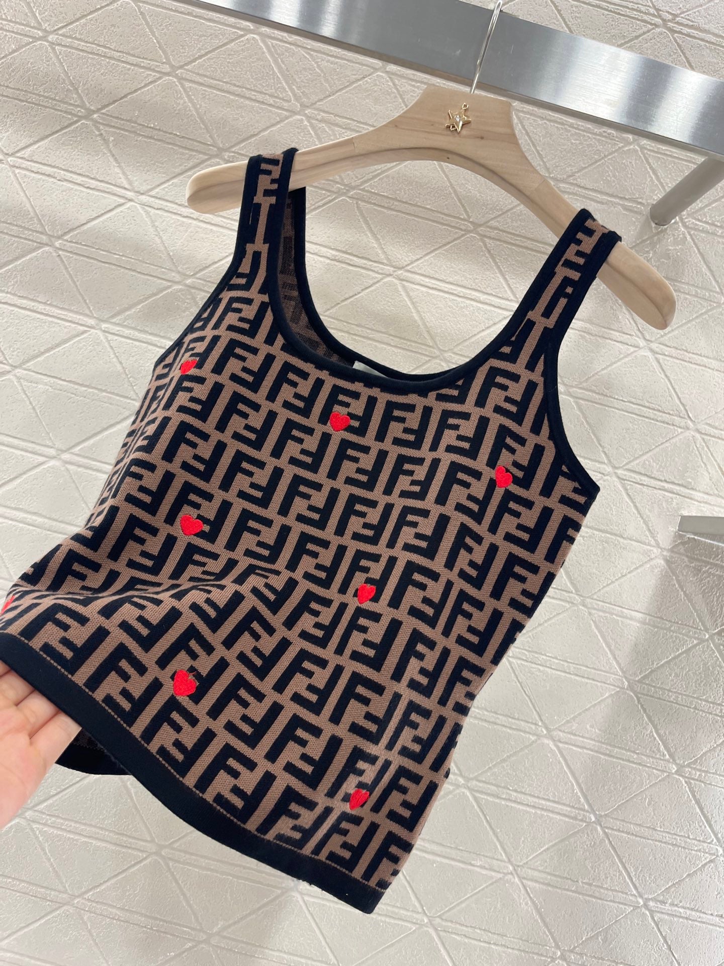 25ss Round neck jacquard knitted vest
