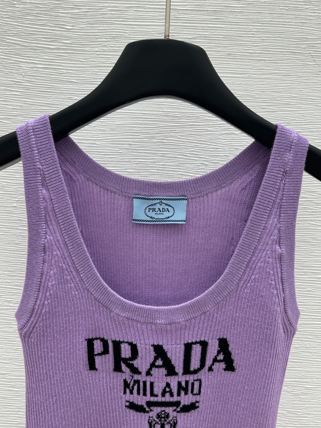 25ss Round neck color blocked letter knitted vest