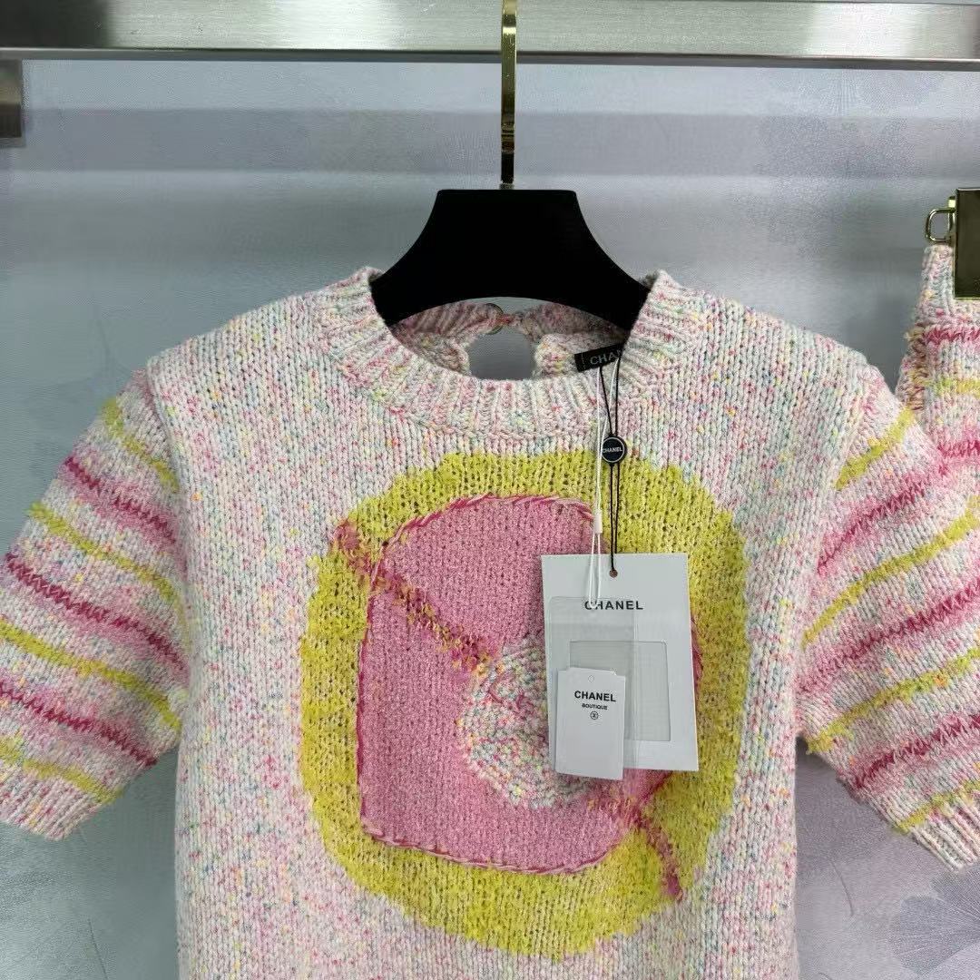 25ss Color blocked knitted suit