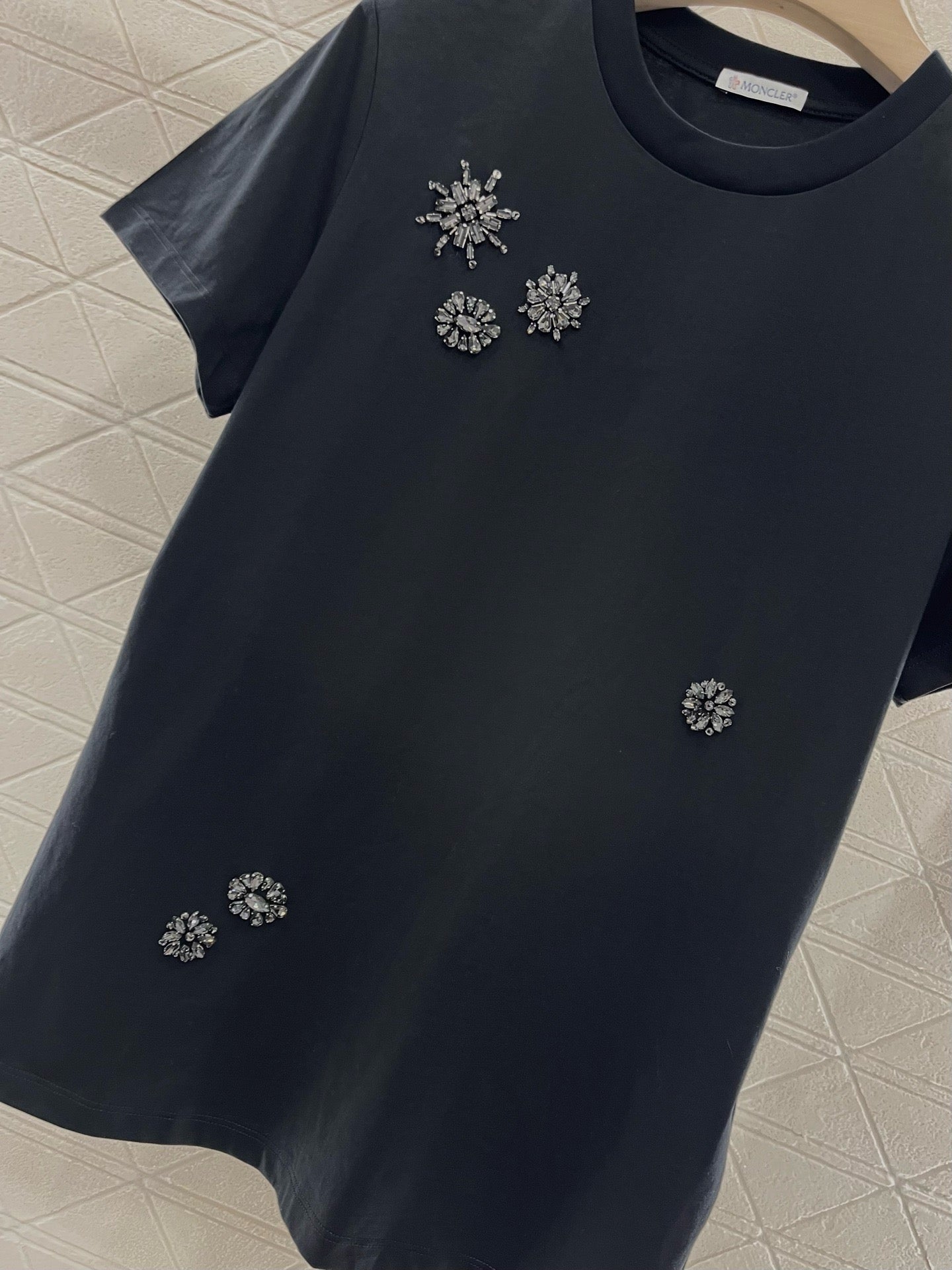 25 new round neck beaded rhinestone short sleeves