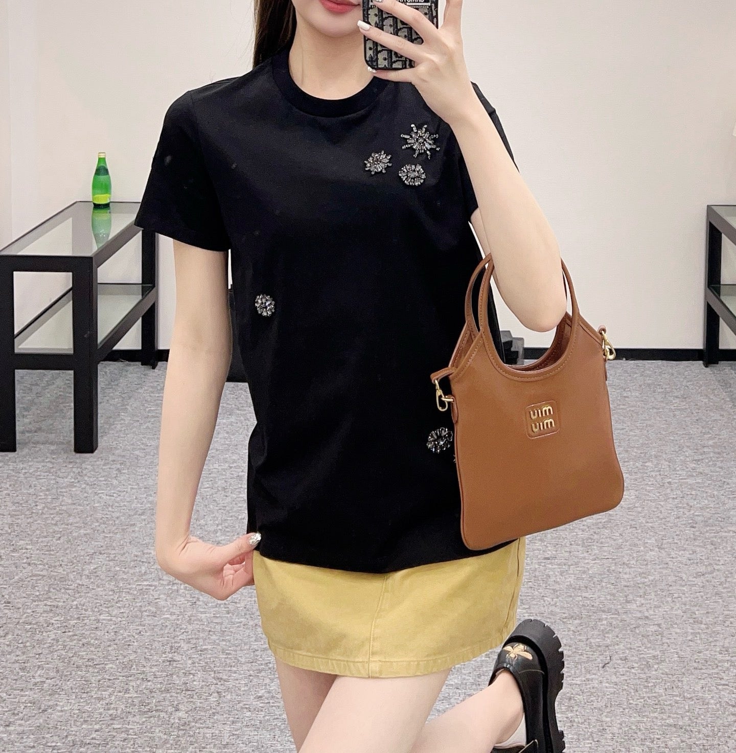 25 new round neck beaded rhinestone short sleeves