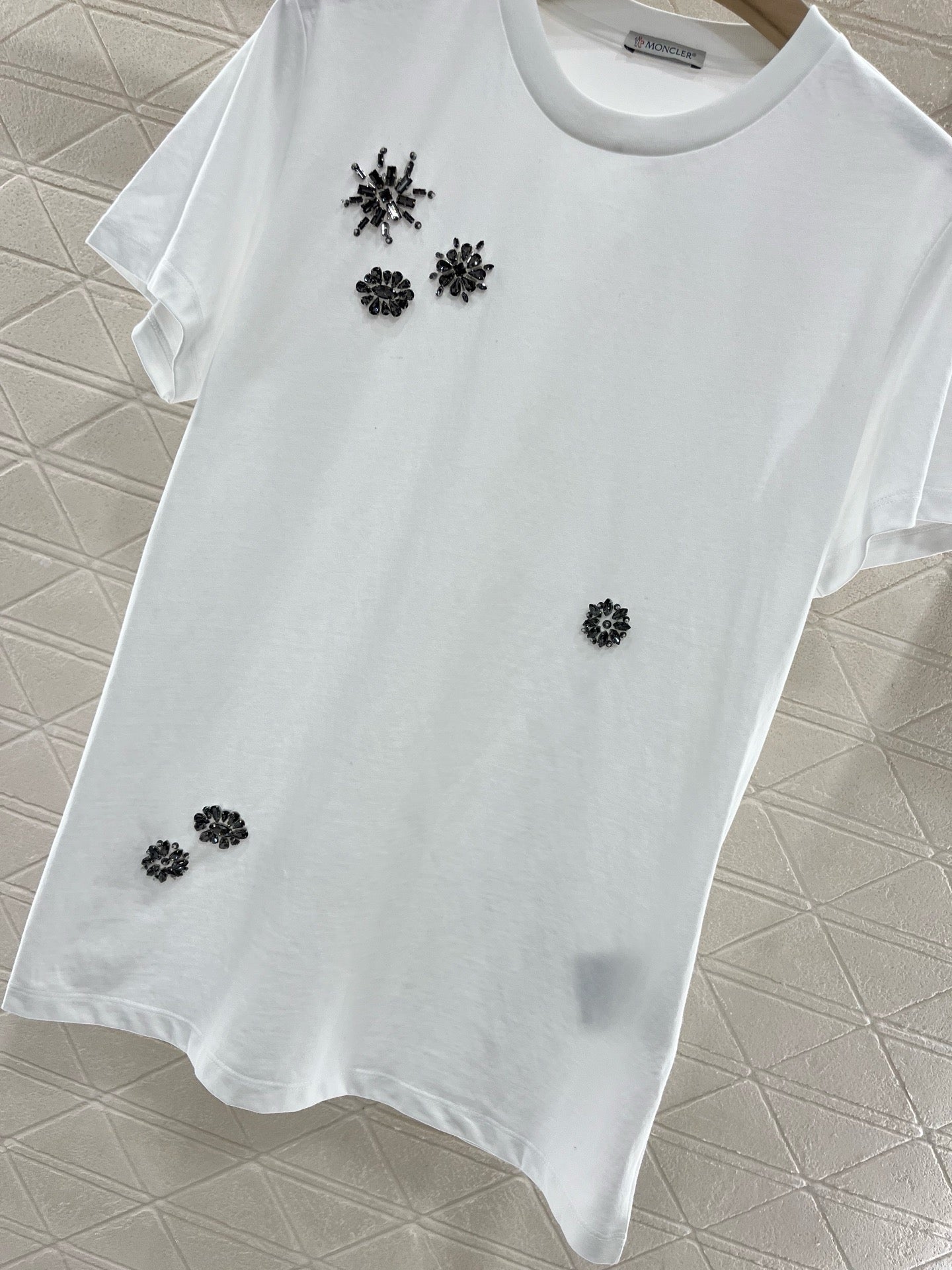25 new round neck beaded rhinestone short sleeves